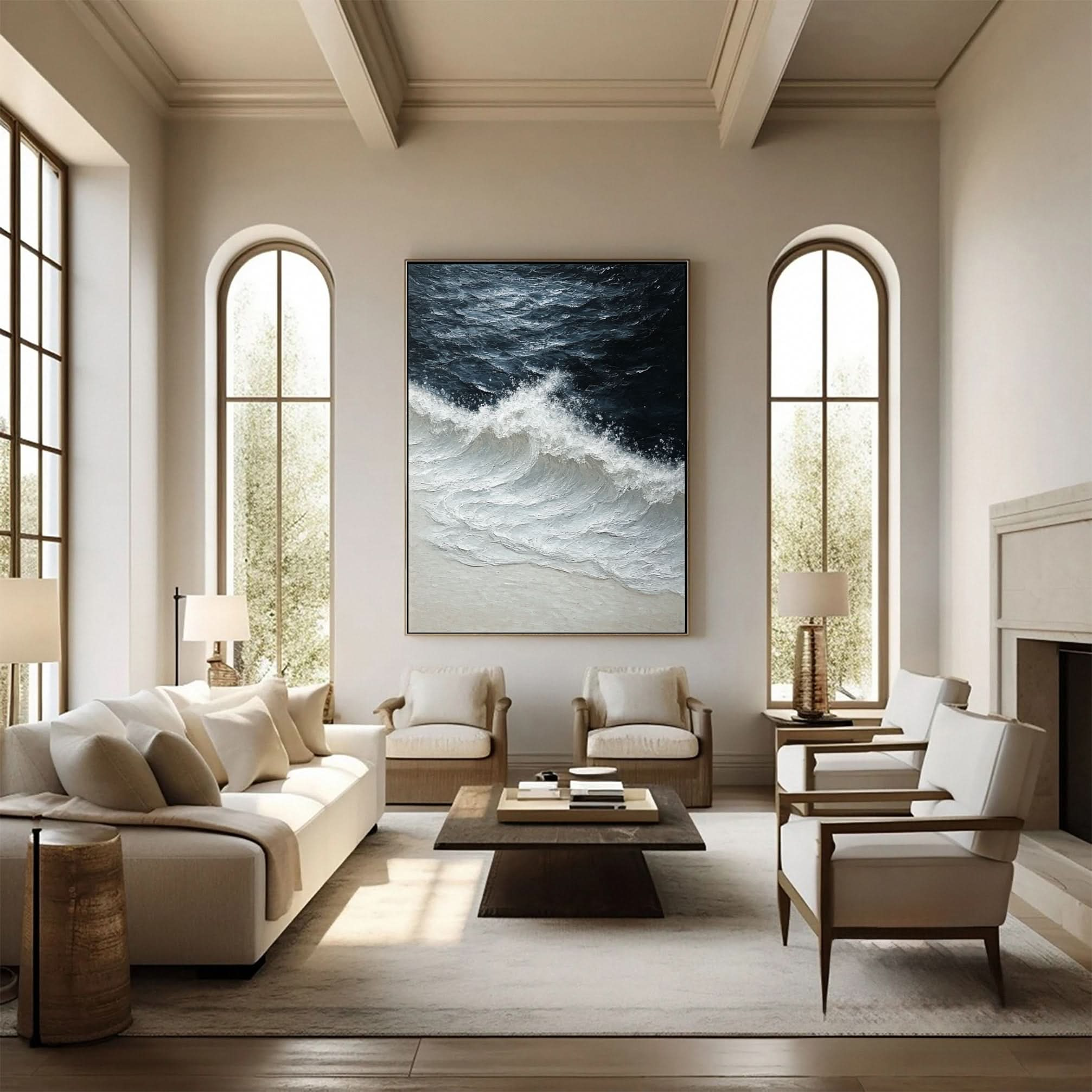 Dynamic Ocean Wave Canvas Art Textured Sea Painting #OS 063