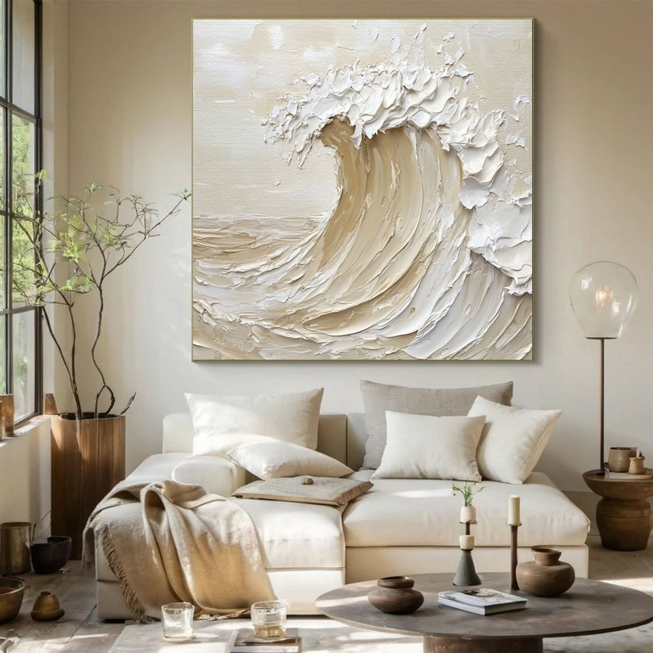 Dynamic Ocean Wave Canvas Art Textured Sea Painting #OS 071