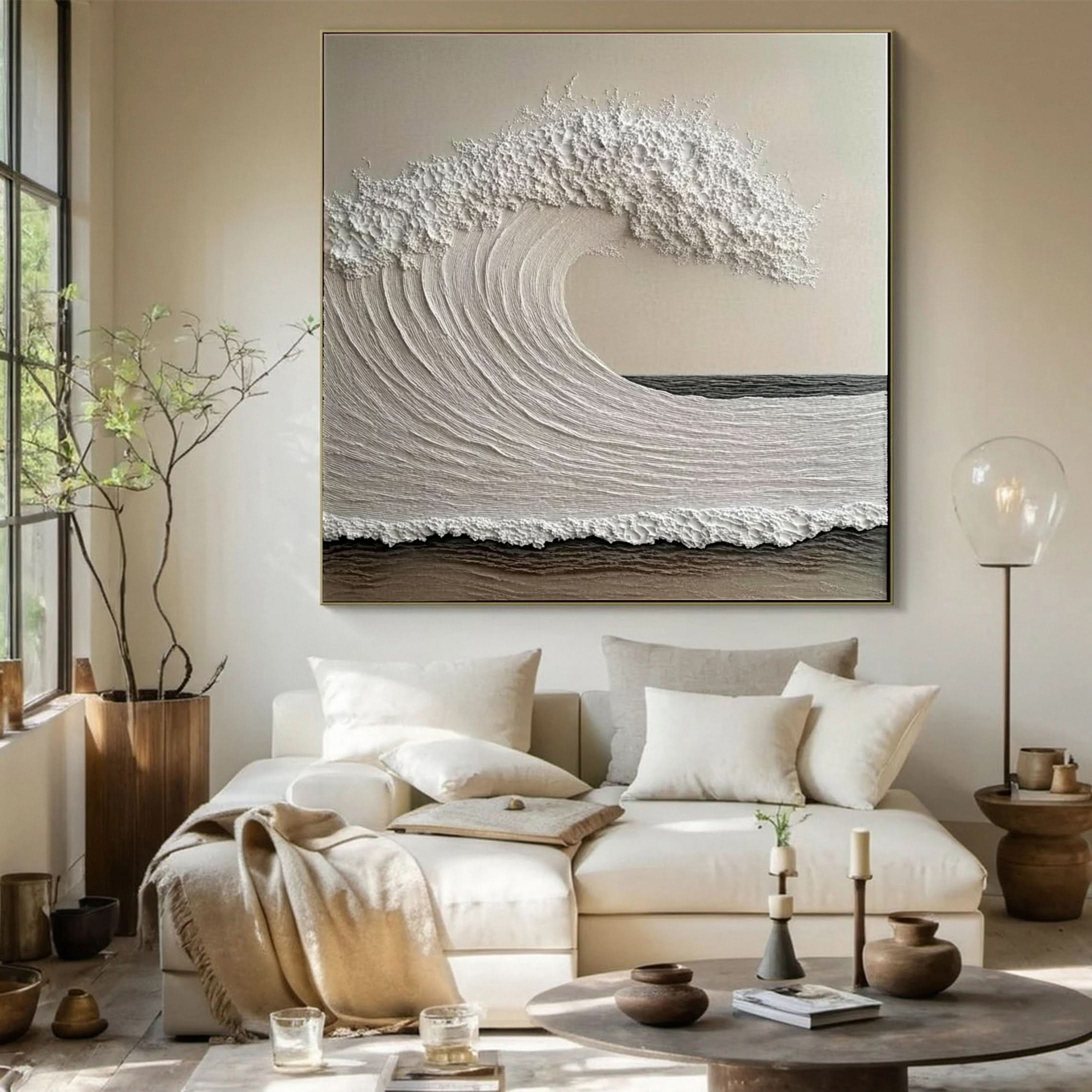 Dynamic Ocean Wave Canvas Art Textured Sea Painting #OS 078