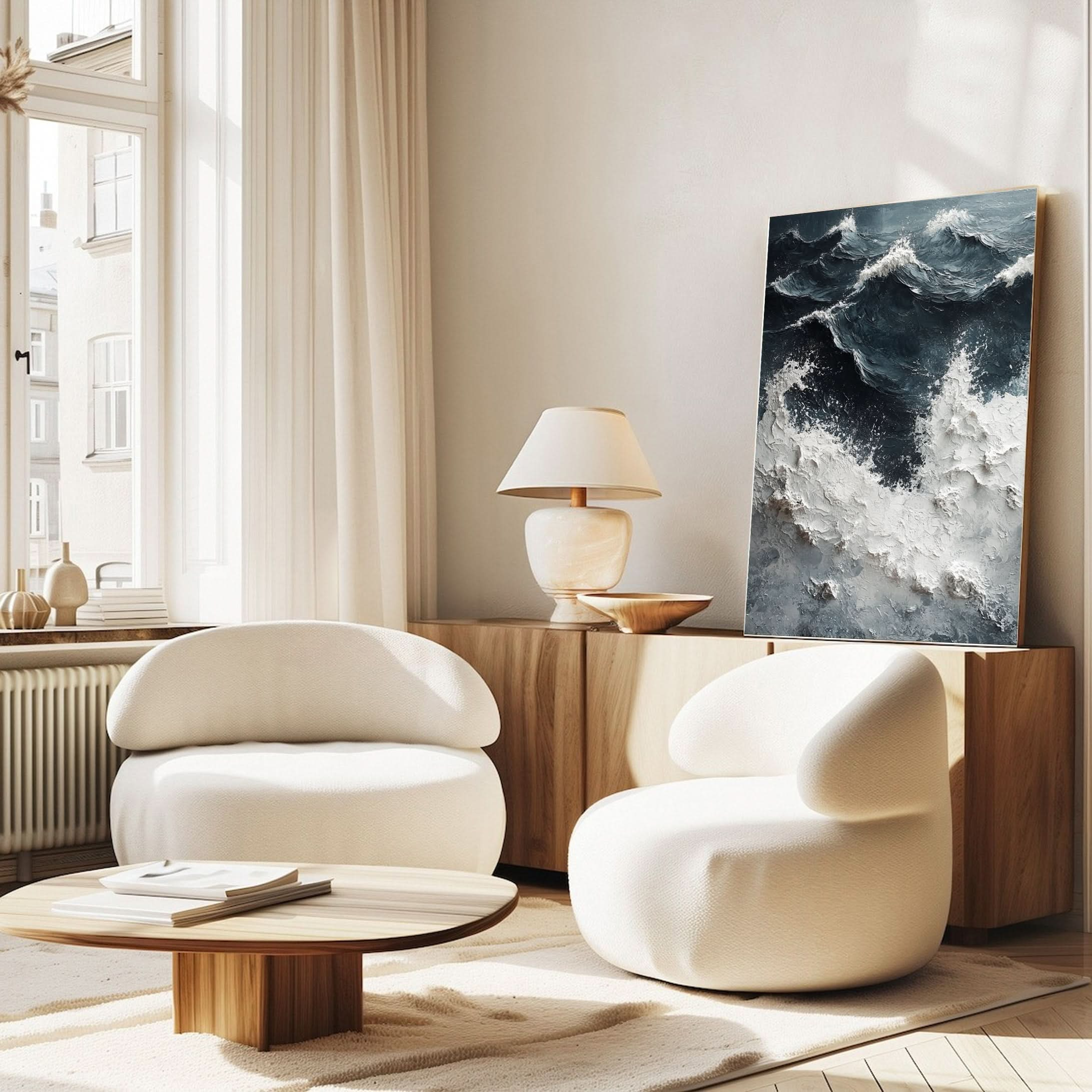 Dynamic Ocean Wave Canvas Art Textured Sea Painting #OS 062