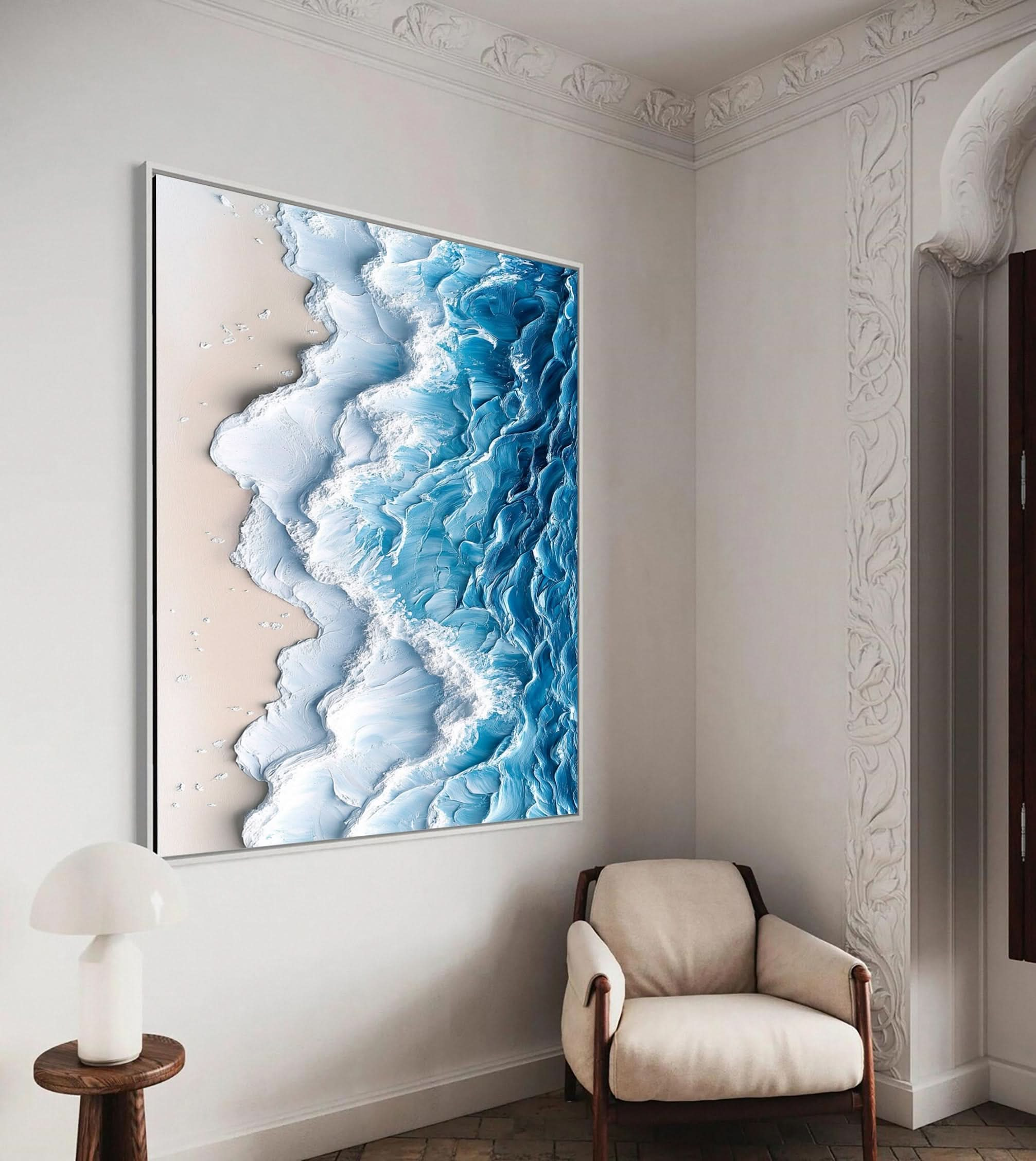 Modern Ocean Wave Canvas Textured Abstract Art for Home Decor #OS 060