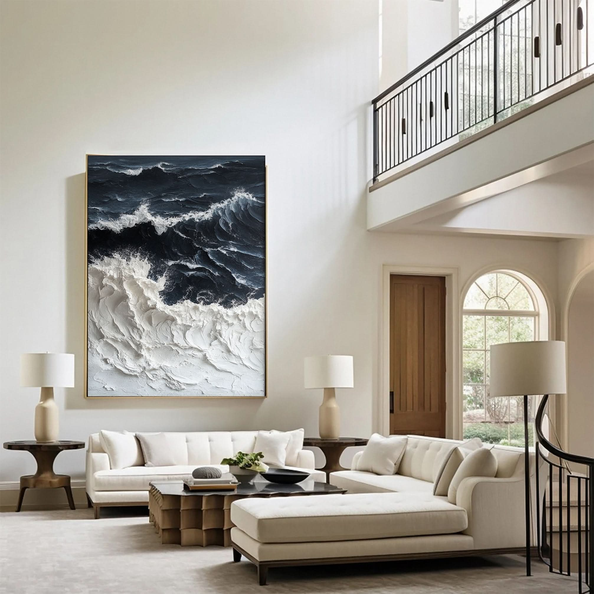 Dynamic Ocean Wave Canvas Art Textured Sea Painting #OS 064