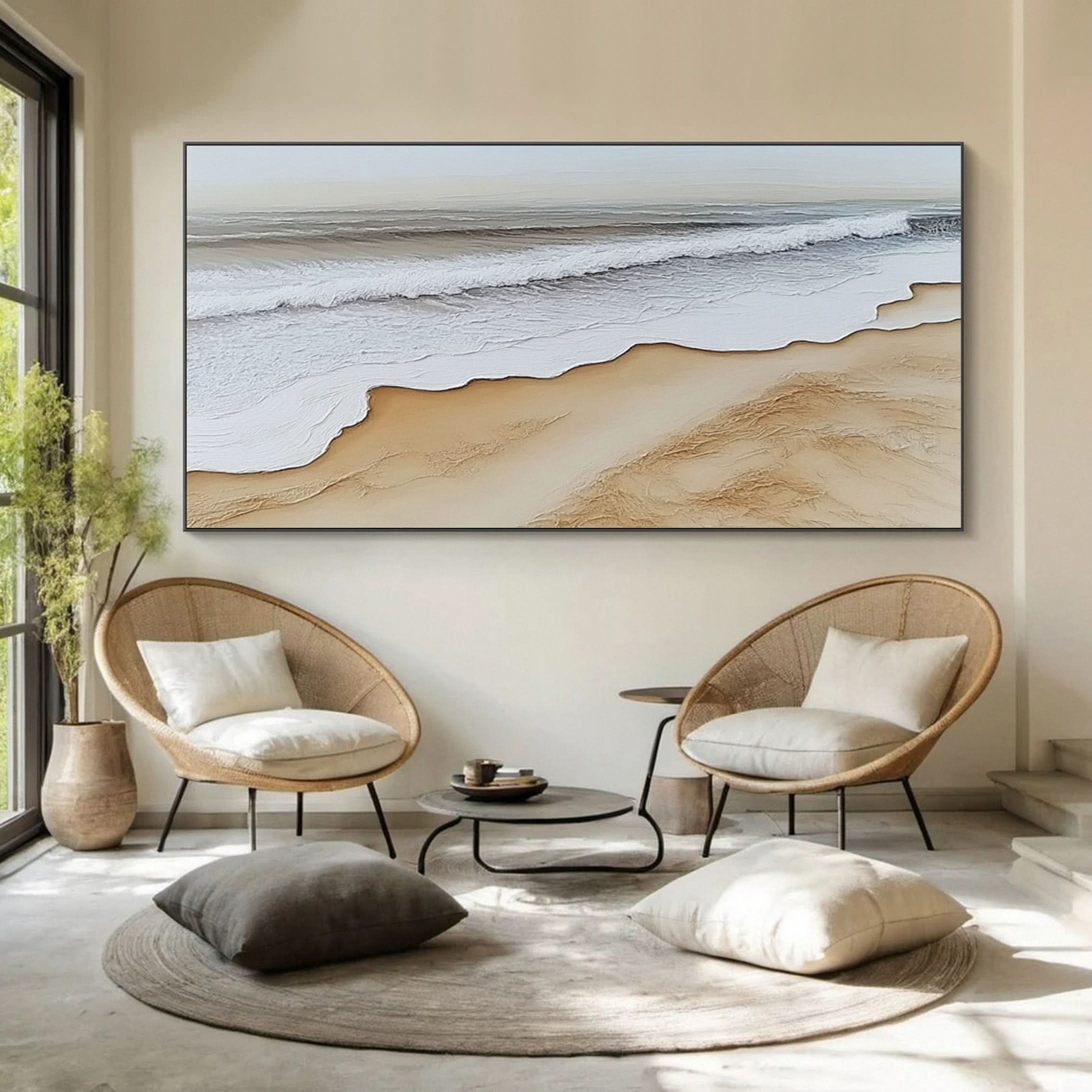 Dynamic Ocean Wave Canvas Art Textured Sea Painting #OS 074