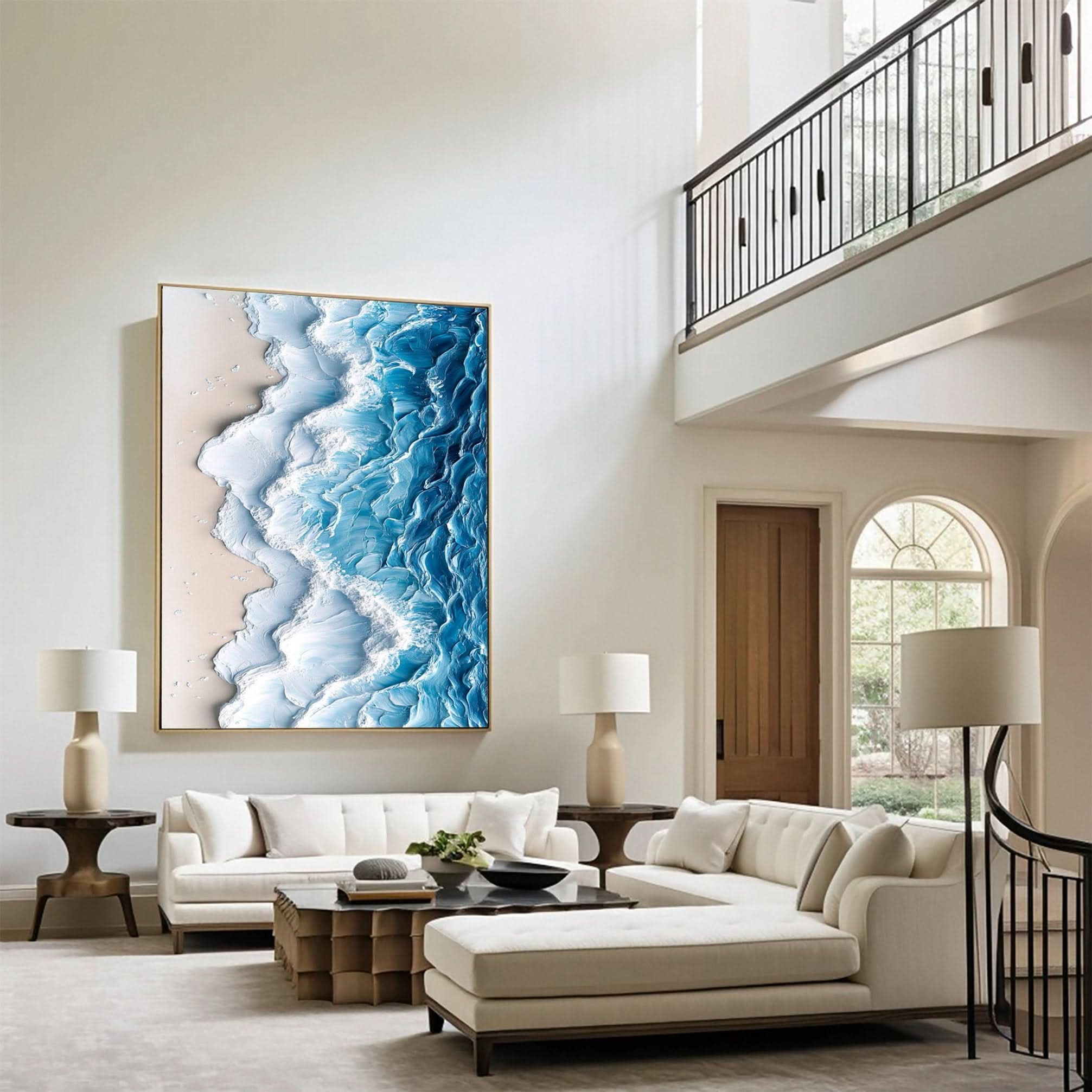 Modern Ocean Wave Canvas Textured Abstract Art for Home Decor #OS 060