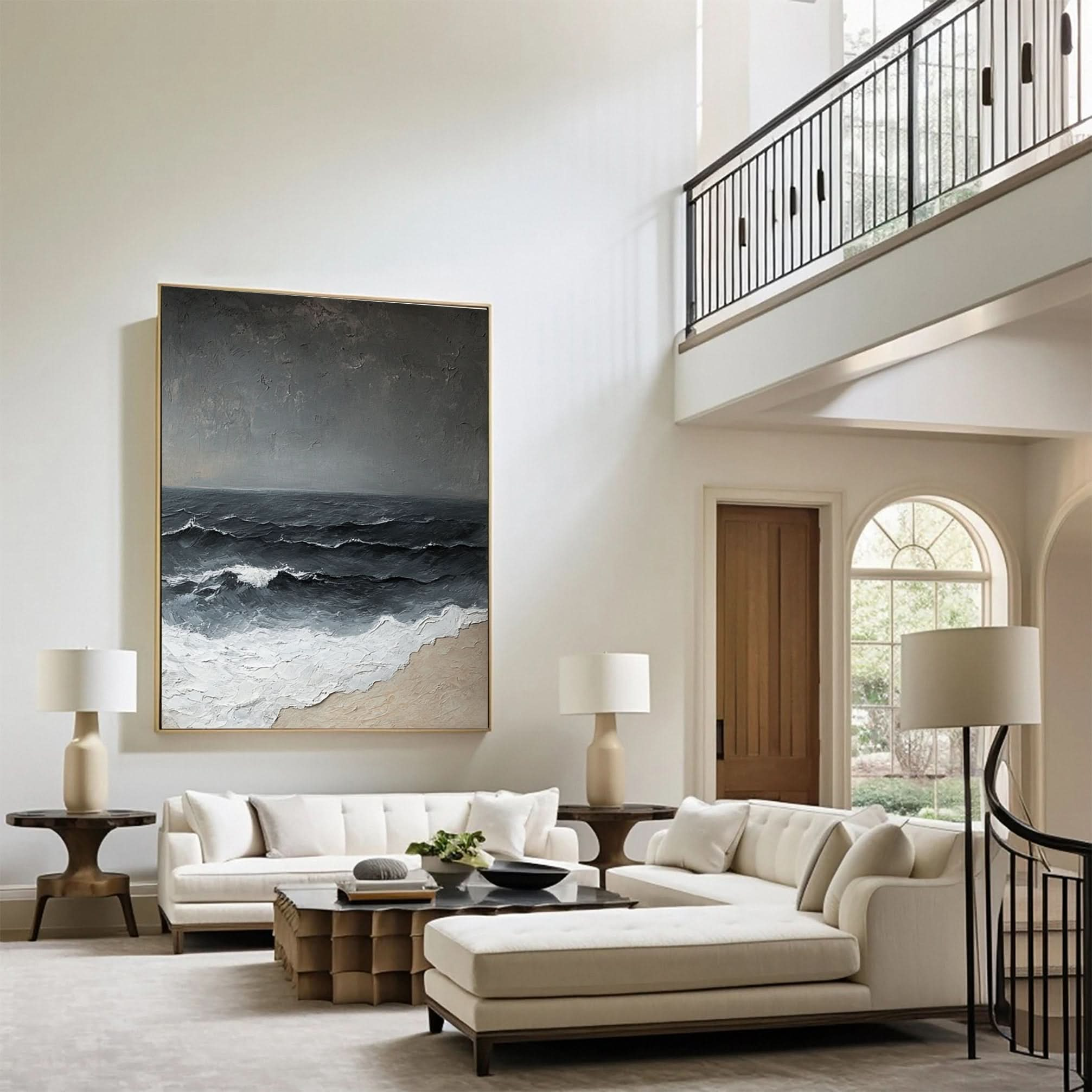 Dynamic Ocean Wave Canvas Art Textured Sea Painting #OS 070