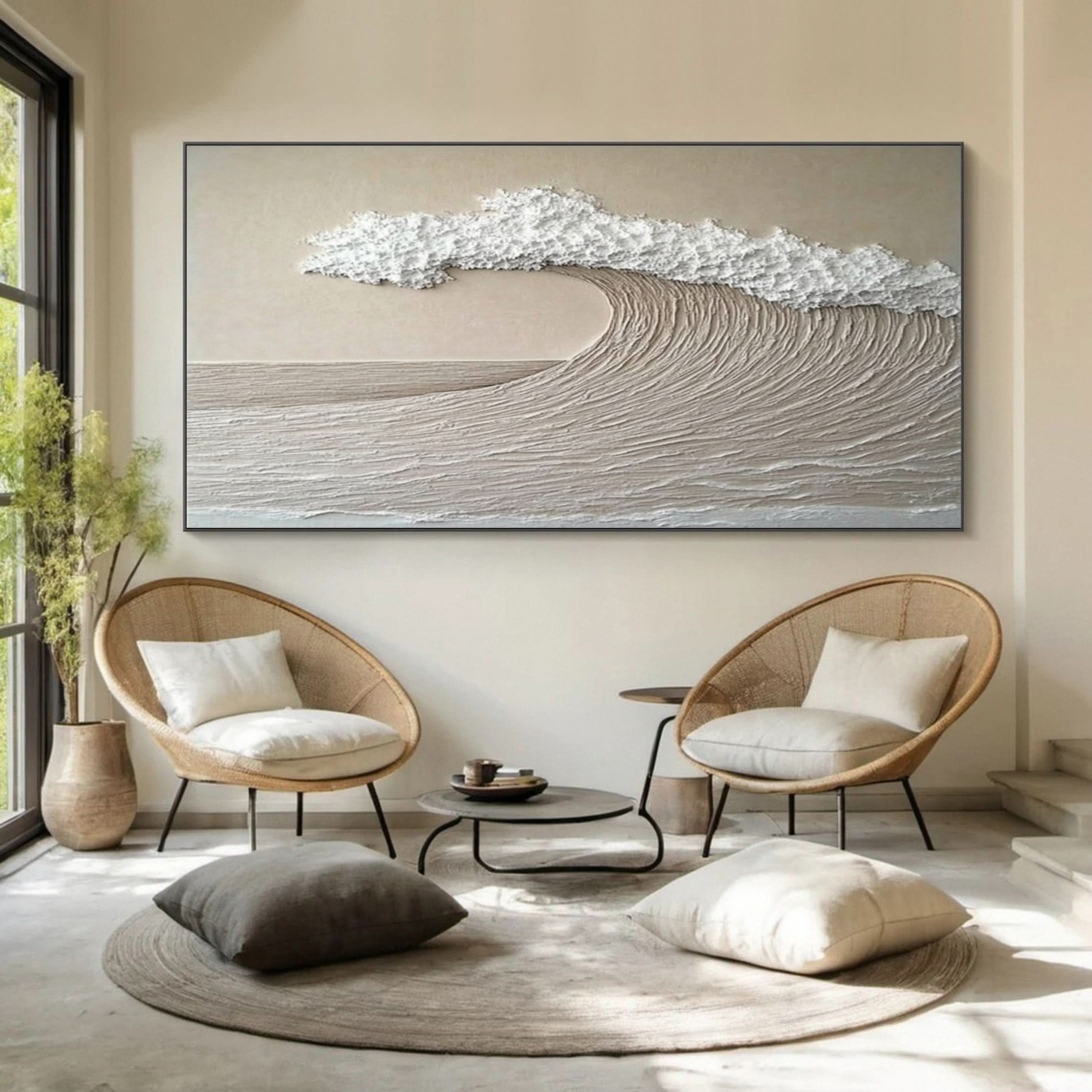 Dynamic Ocean Wave Canvas Art Textured Sea Painting #OS 073