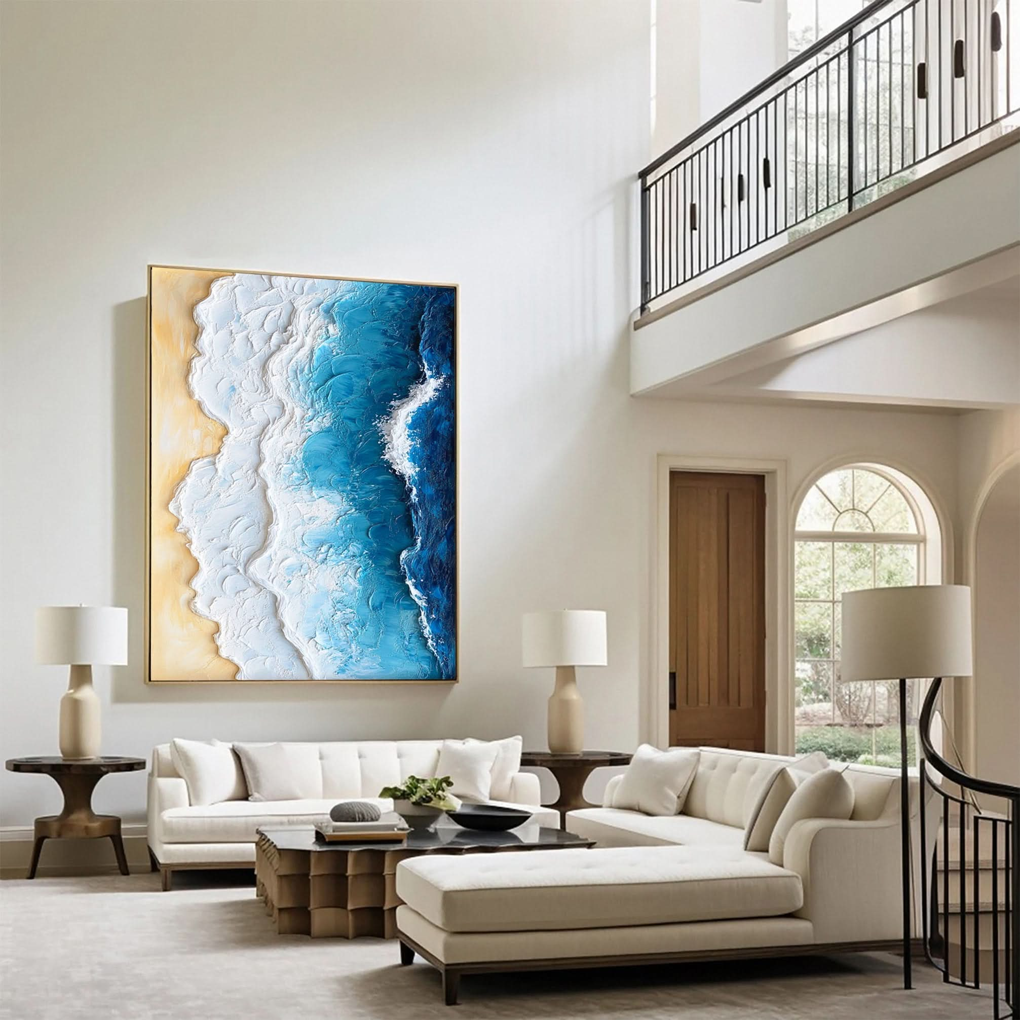 Modern Ocean Wave Canvas Textured Abstract Art for Home Decor #OS 059