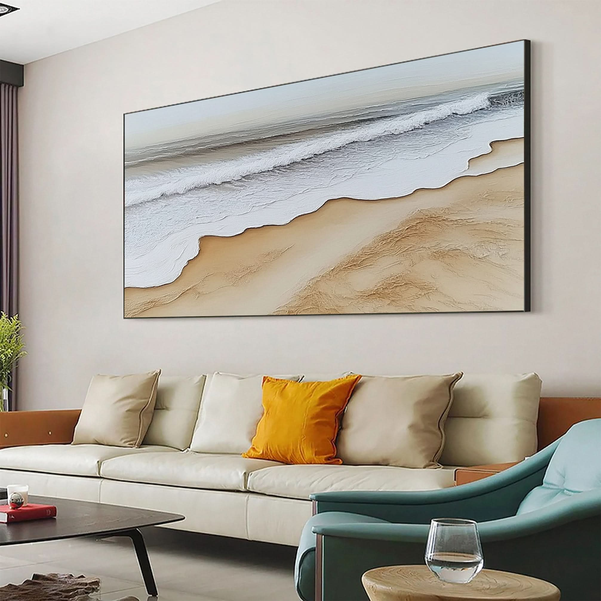 Dynamic Ocean Wave Canvas Art Textured Sea Painting #OS 074