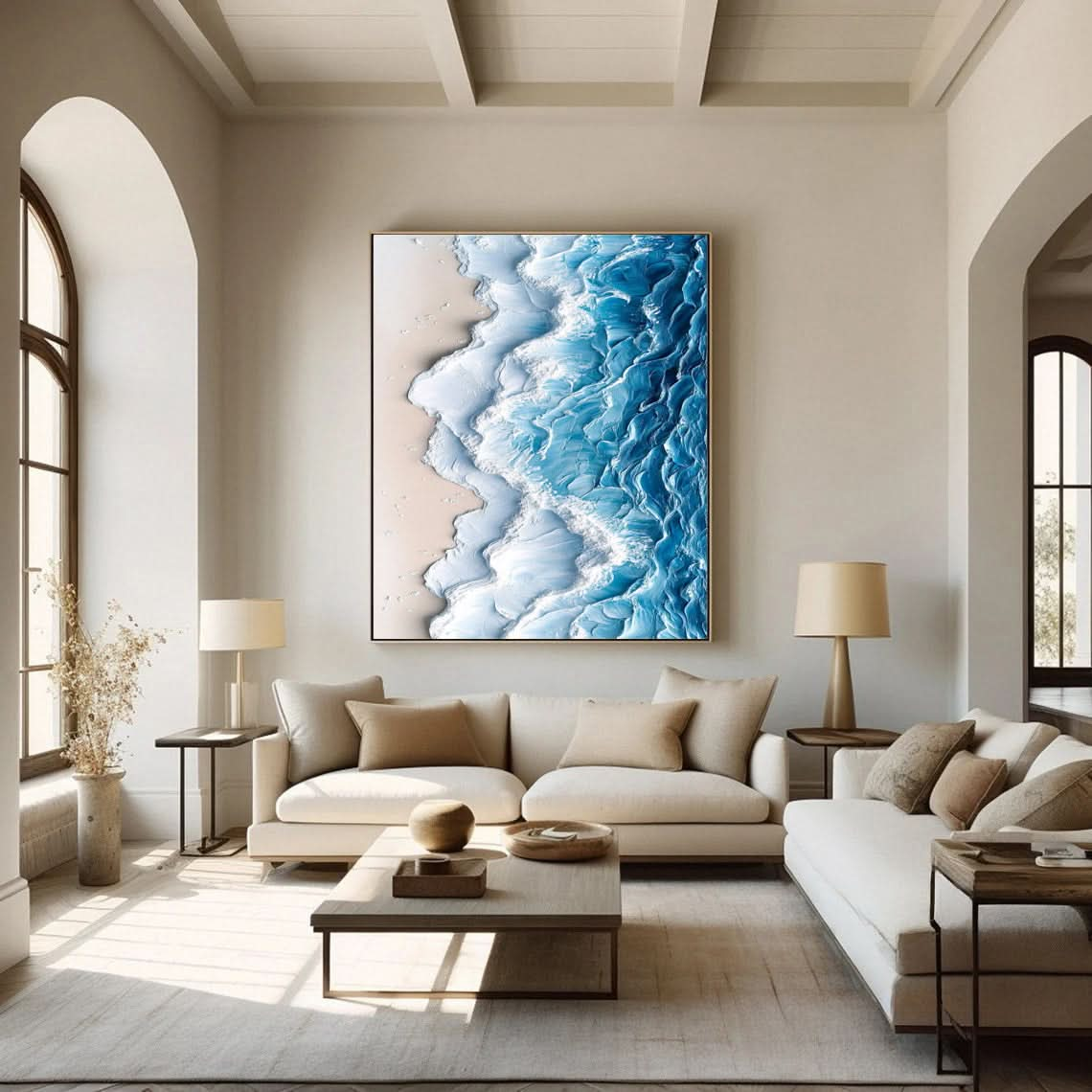 Modern Ocean Wave Canvas Textured Abstract Art for Home Decor #OS 060