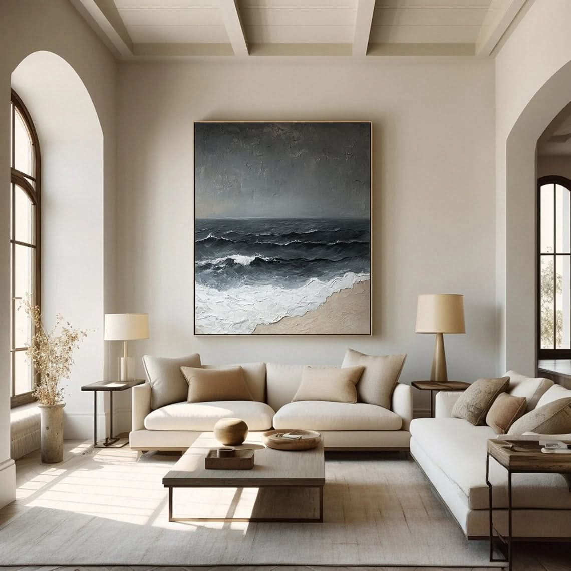 Dynamic Ocean Wave Canvas Art Textured Sea Painting #OS 070