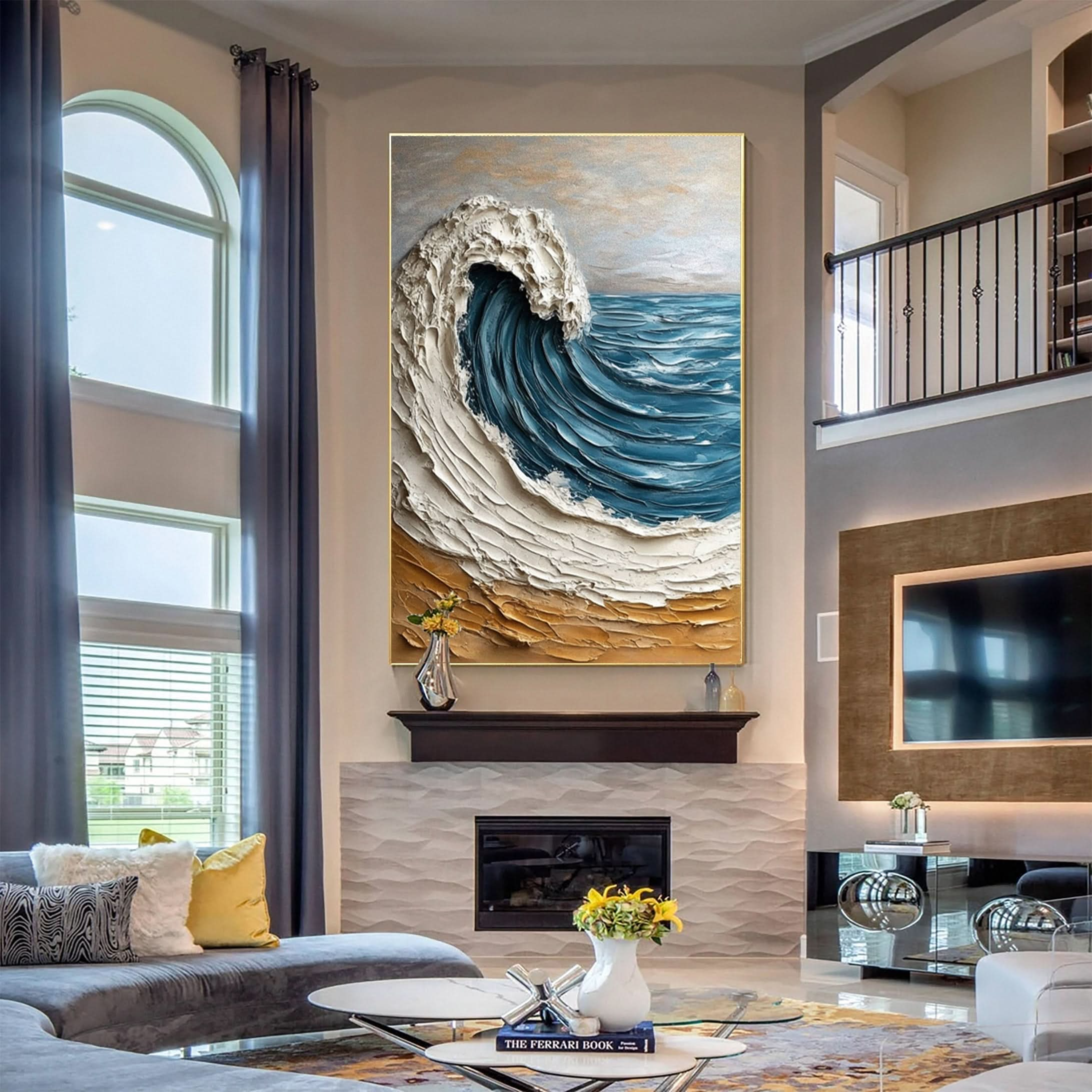 Modern Ocean Wave Canvas Textured Abstract Art for Home Decor #OS 061