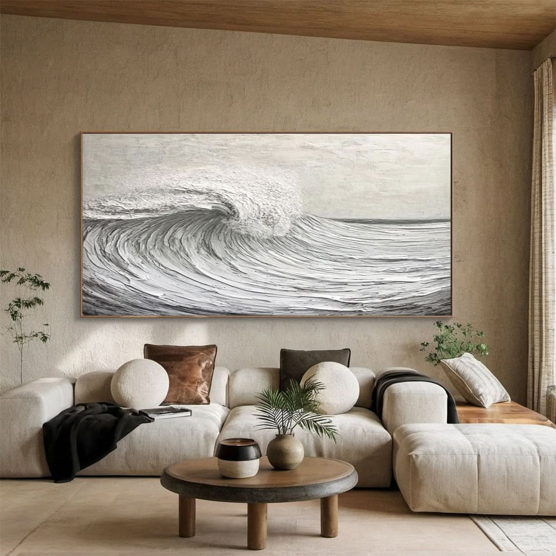 Modern Nature Inspired Wall Art Textured Wave Oil Painting #BBM 032