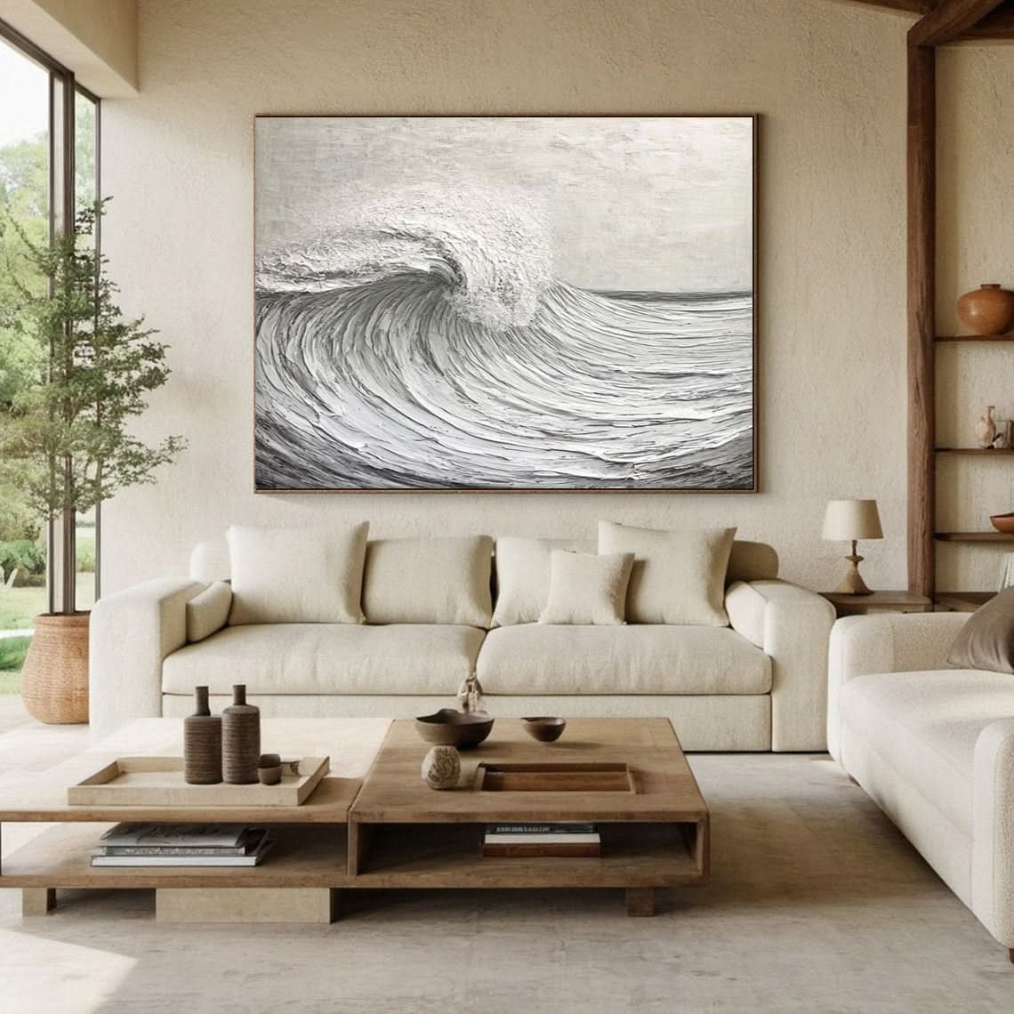 Modern Nature Inspired Wall Art Textured Wave Oil Painting #BBM 032