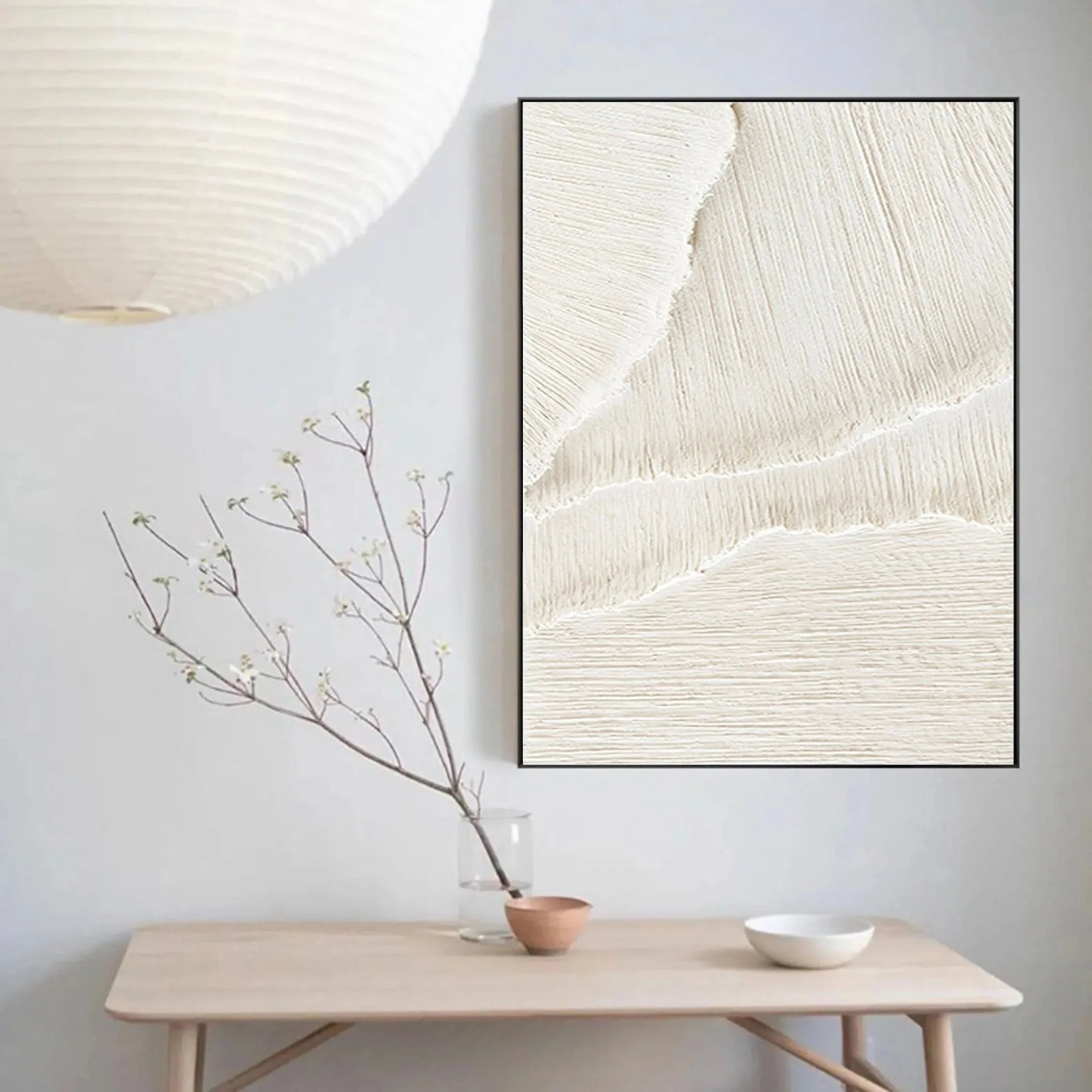 3D Textured Plaster Minimalist Large Painting on Canvas for Room Decor