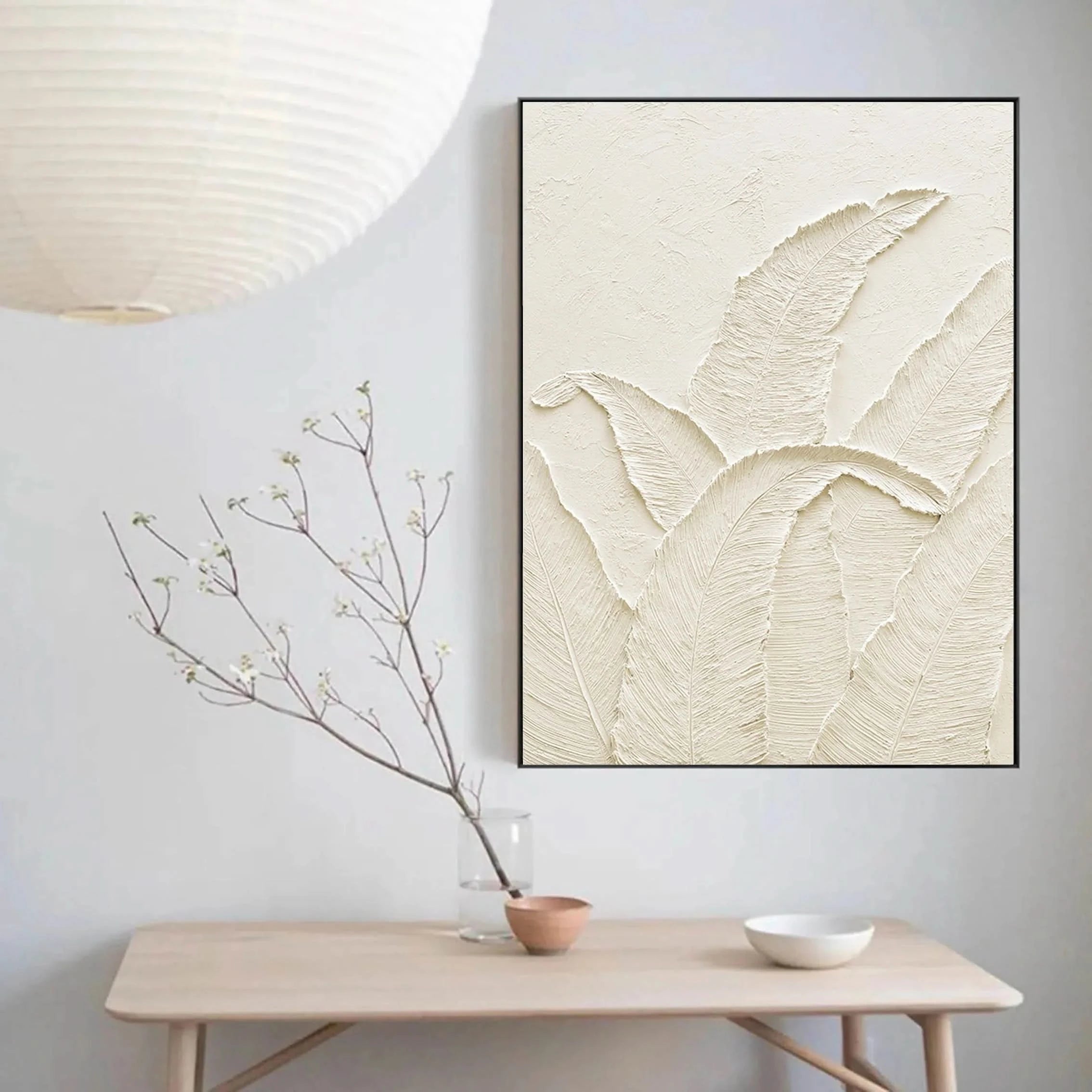 3D Textured Plaster Minimalist Painting White Wall Decor