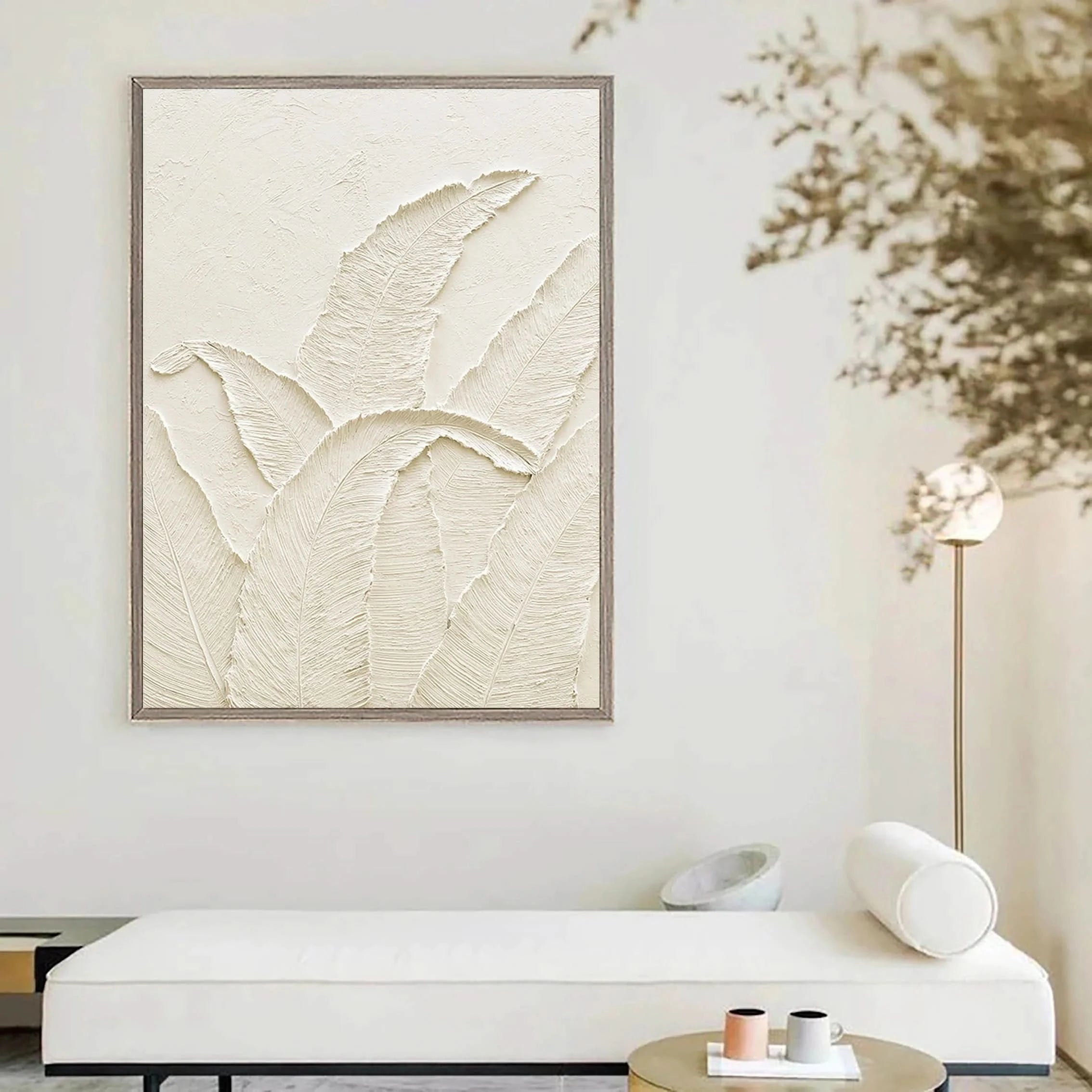 3D Textured Plaster Minimalist Painting White Wall Decor