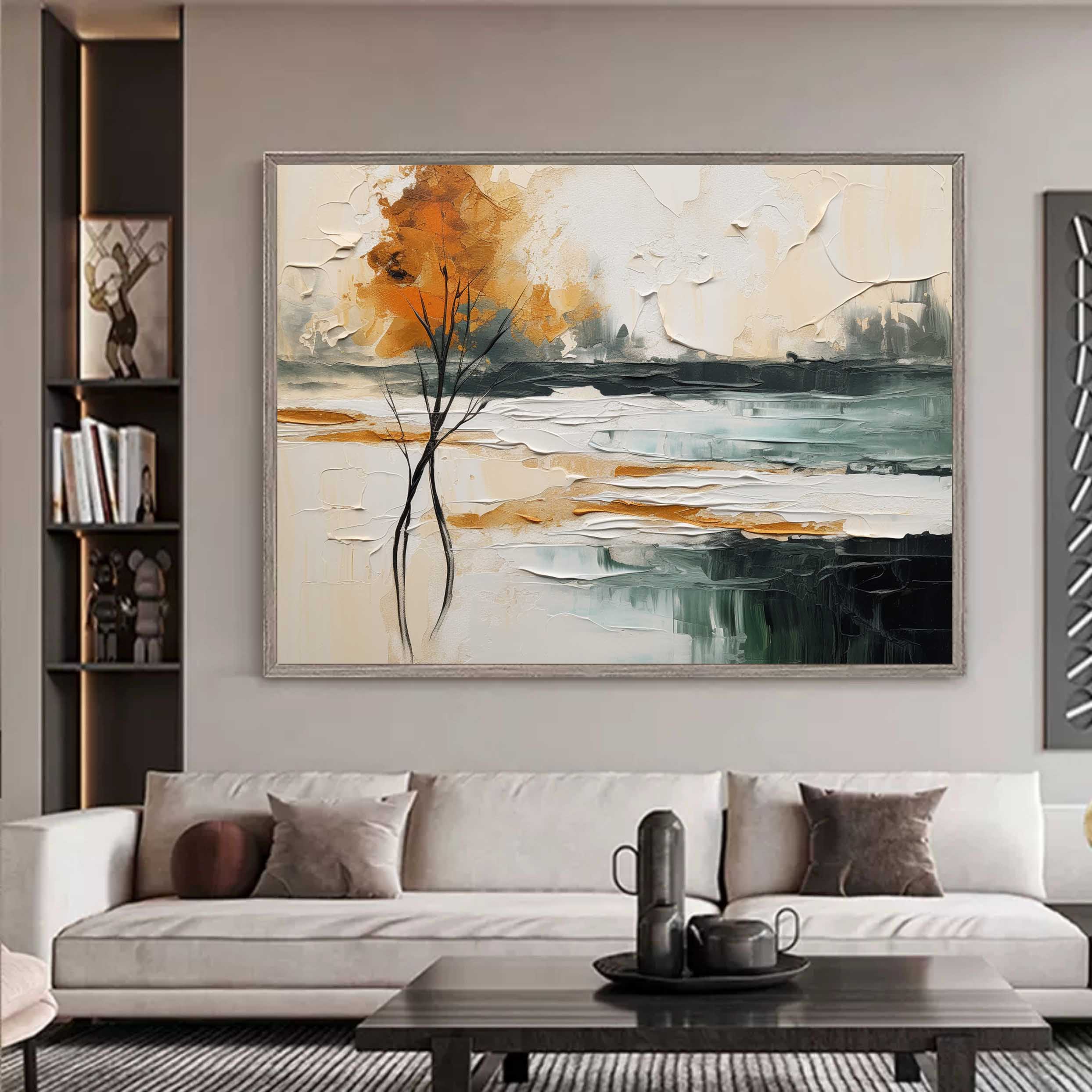 Large Colorful Landscape Minimalist Abstract Oil Painting Minimalist Landscape Textured Wall Art