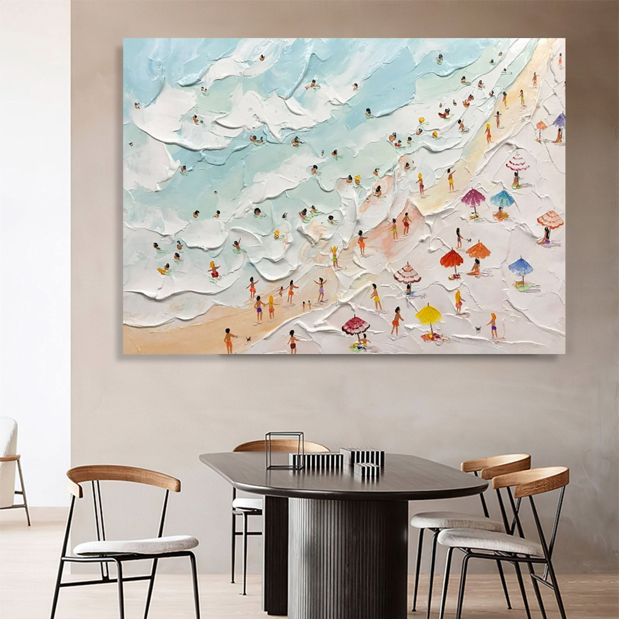 Seaside Beach Holiday Canvas Painting Seaside Beach 3D Landscape Art Seaside Beach Texture Wall Art