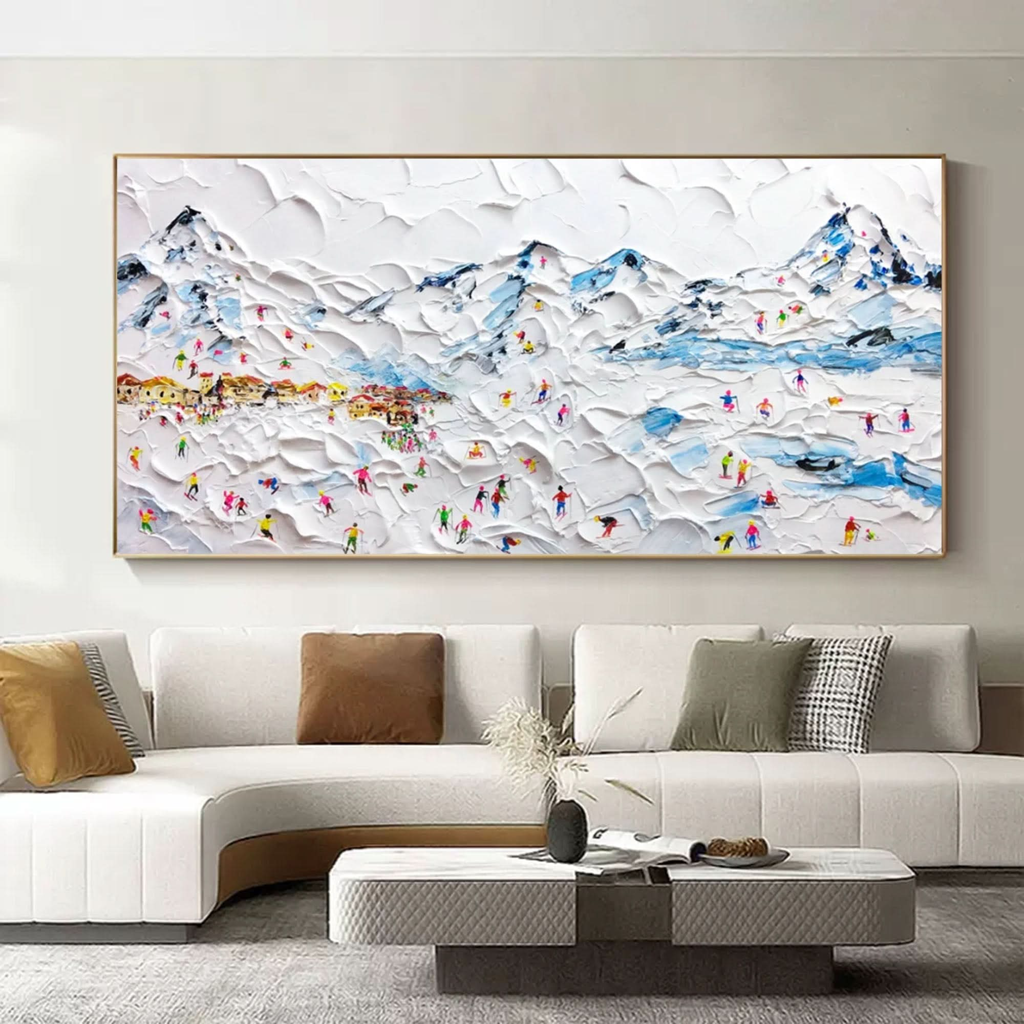 Large Snow Mountain Skier 3D Painting Snow Mountain Canvas Art Snow Mountain Landscape Painting