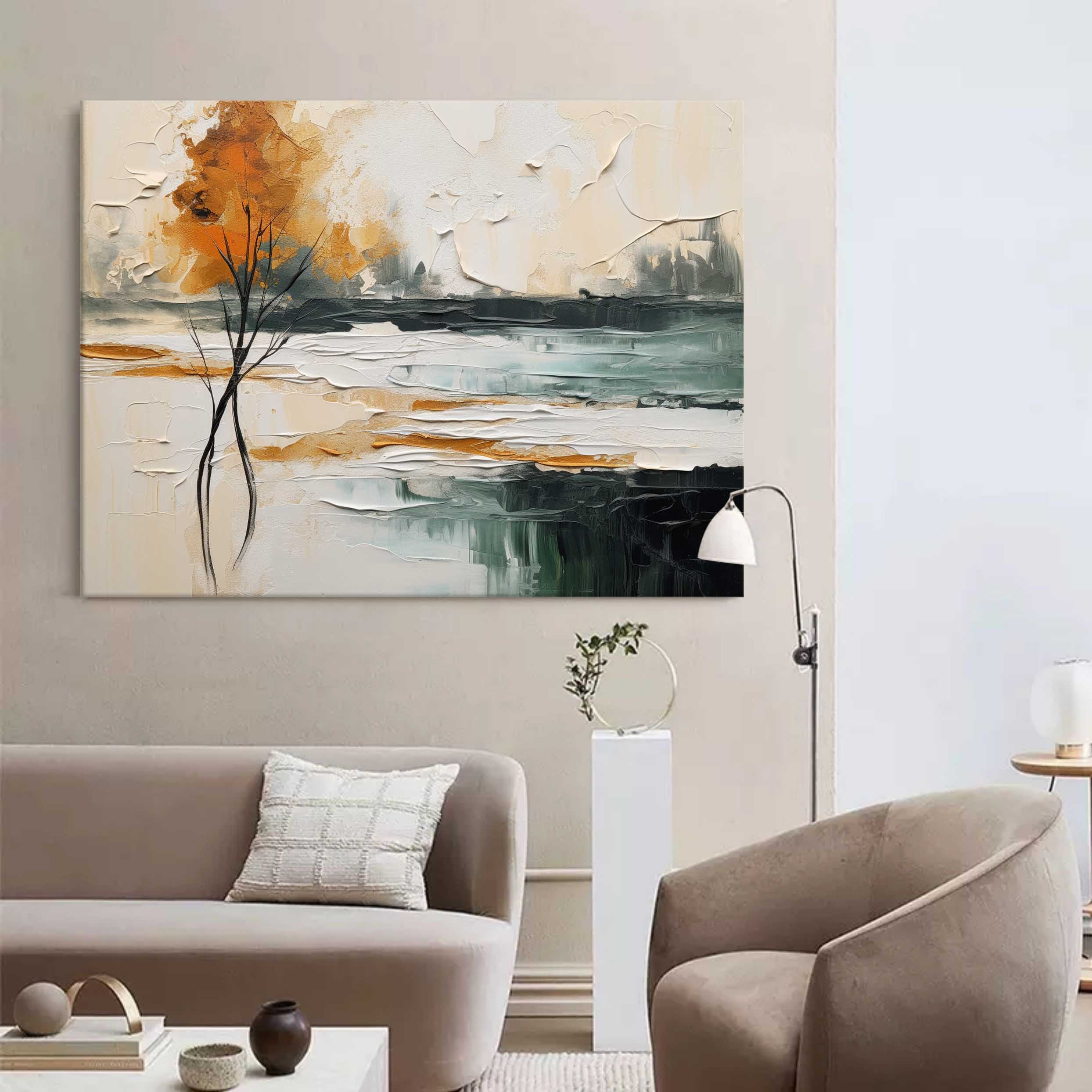 Large Colorful Landscape Minimalist Abstract Oil Painting Minimalist Landscape Textured Wall Art