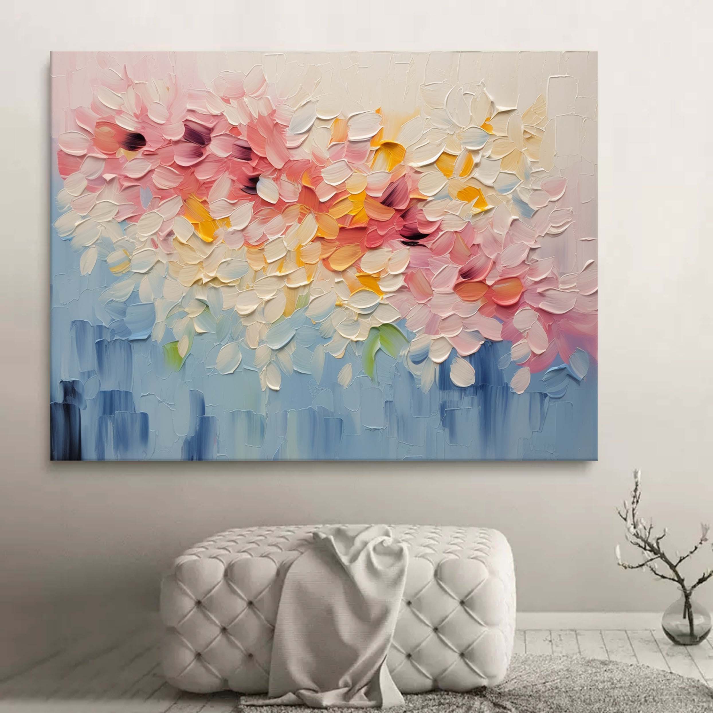 Large Colorful Petals Canvas Art Colorful Petals Oil Painting Colorful Petals Texture Wall Painting 