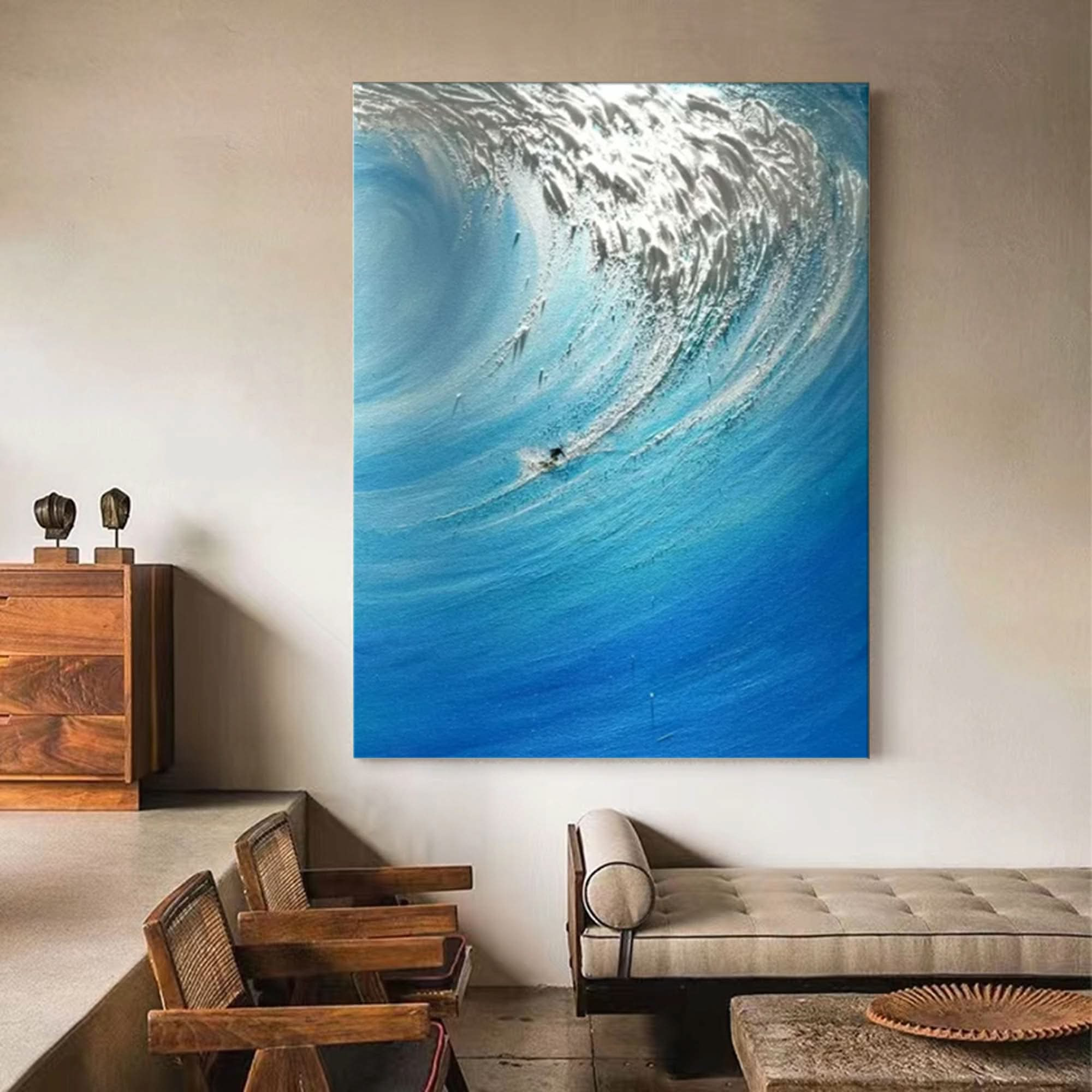 Blue Sea Texture Painting Blue Sea Texture Canvas Art Blue Sea Texture Wall Painting Sea Wall Decor