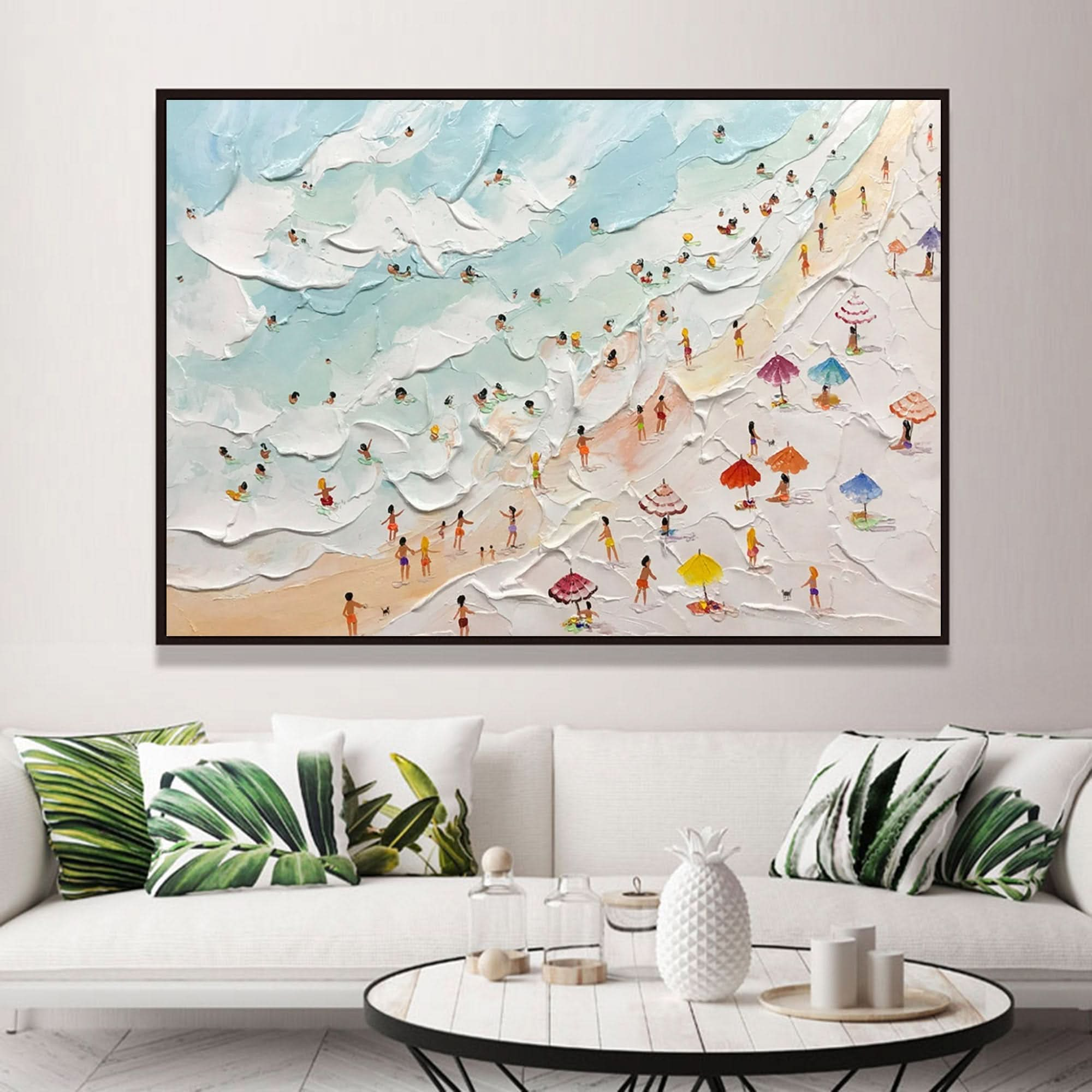 Seaside Beach Holiday Canvas Painting Seaside Beach 3D Landscape Art Seaside Beach Texture Wall Art