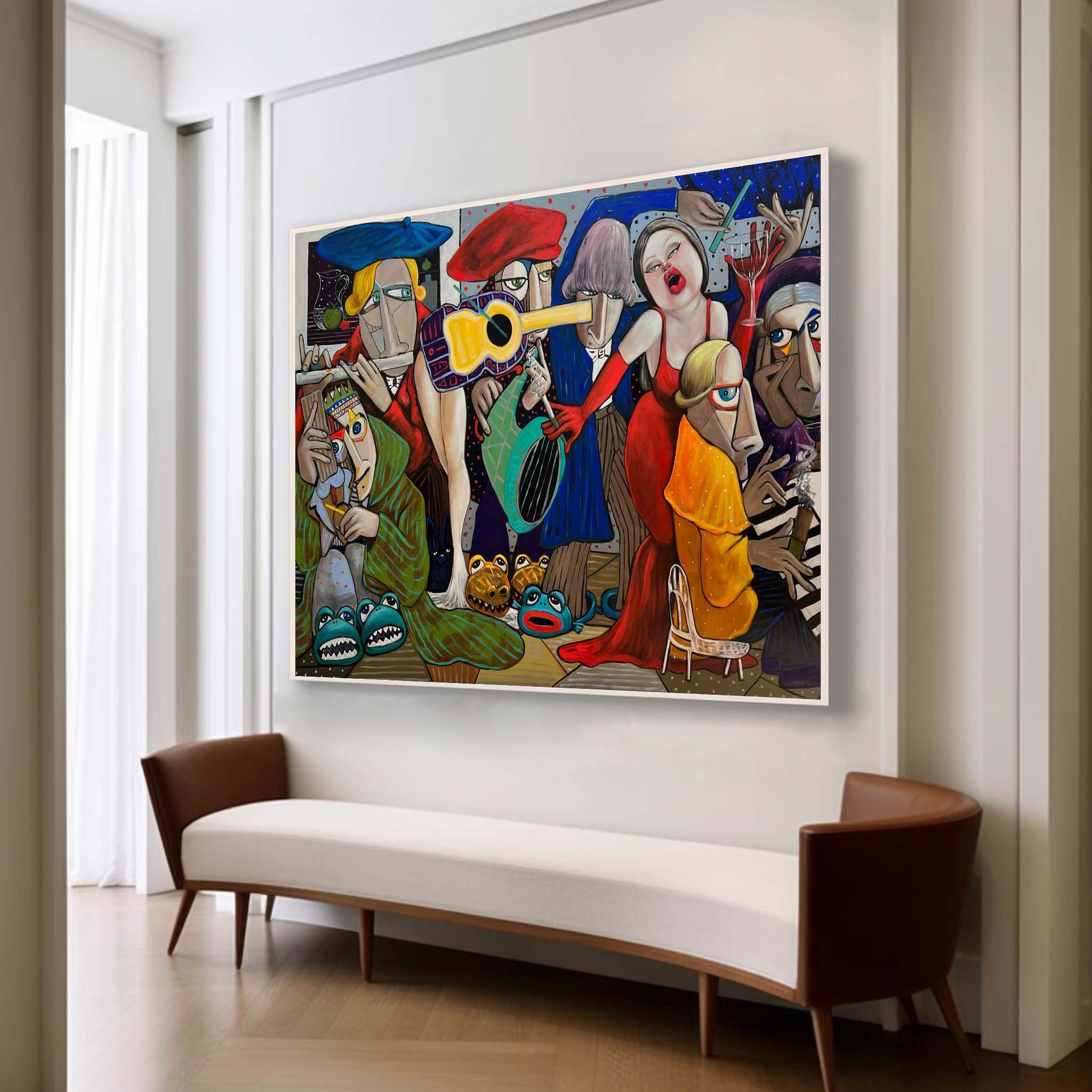 Dancing People Pop Art Canvas Bar Wall Painting Hotel Premium Wall Art Character Abstract Art