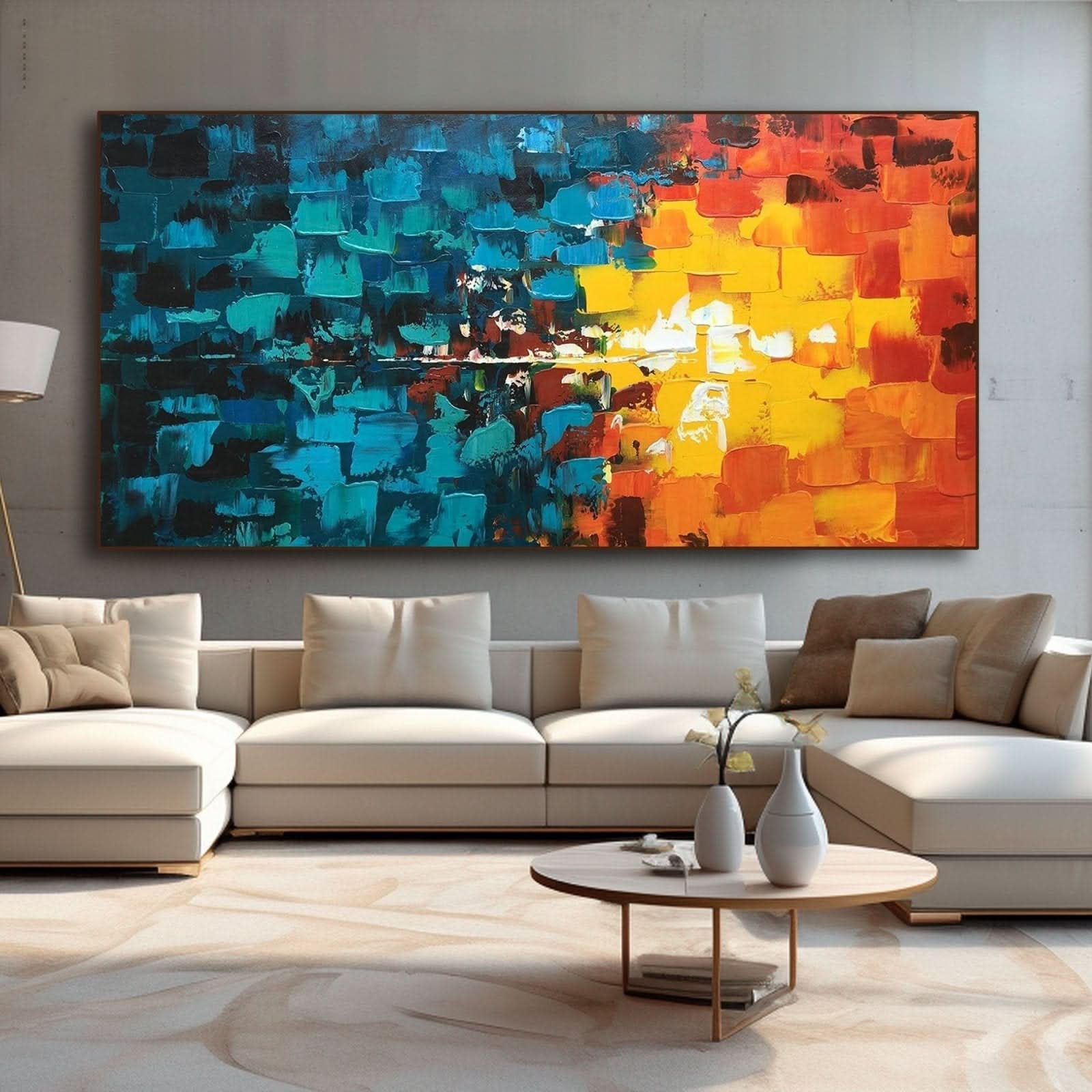 Abstract Plaster Wall Art "Sunset Symphony" - nukeart