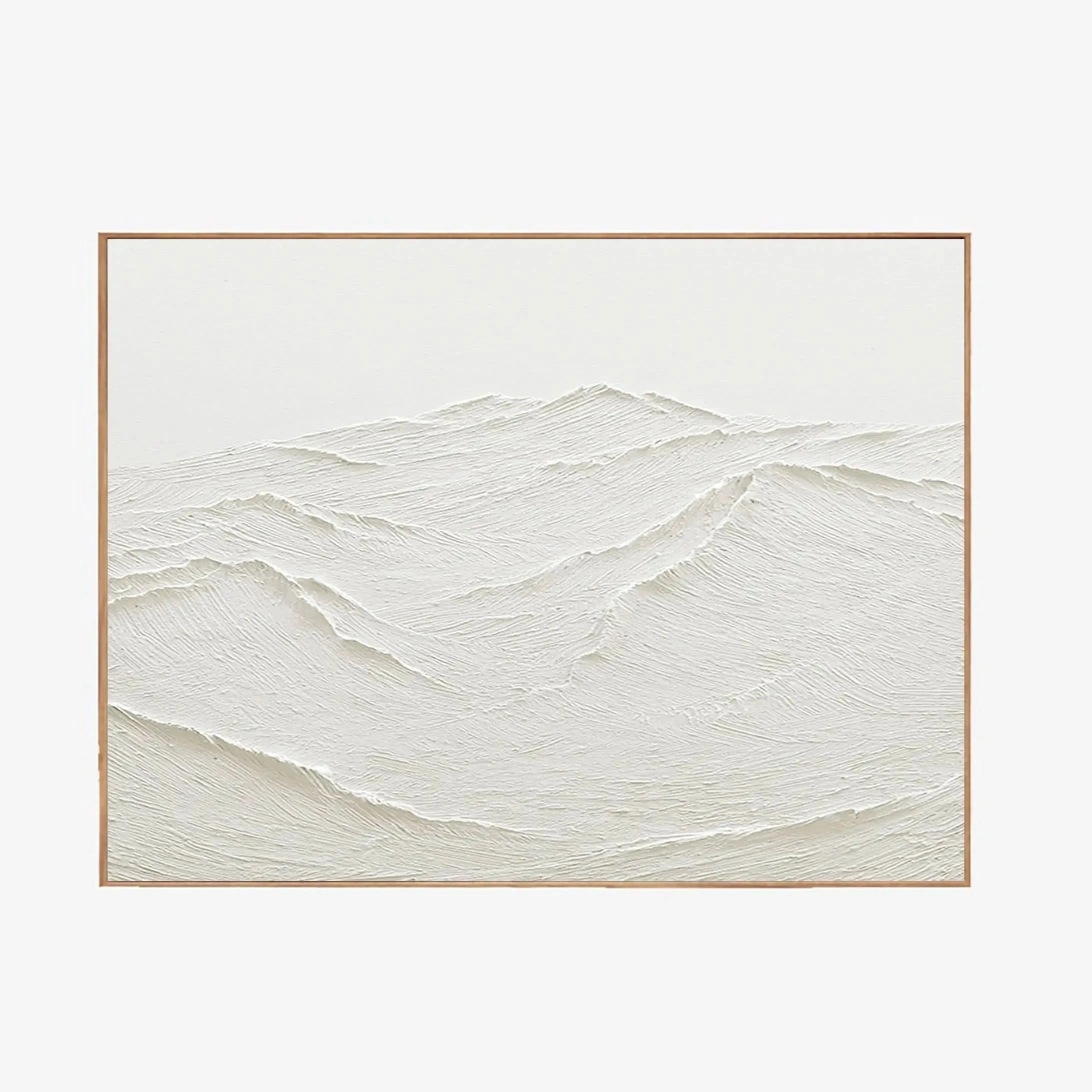 White Rich Textured Landscape Plaster Art Painting, Handcrafted Mountain Minimalist Wall Art