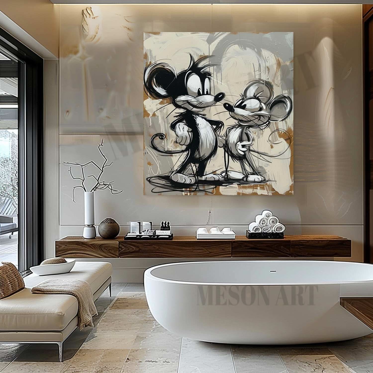 Jerry Mouse Pop Art for Sale Jerry Mouse Portrait Pop Canvas Wall Art Mouse Minimalist Painting