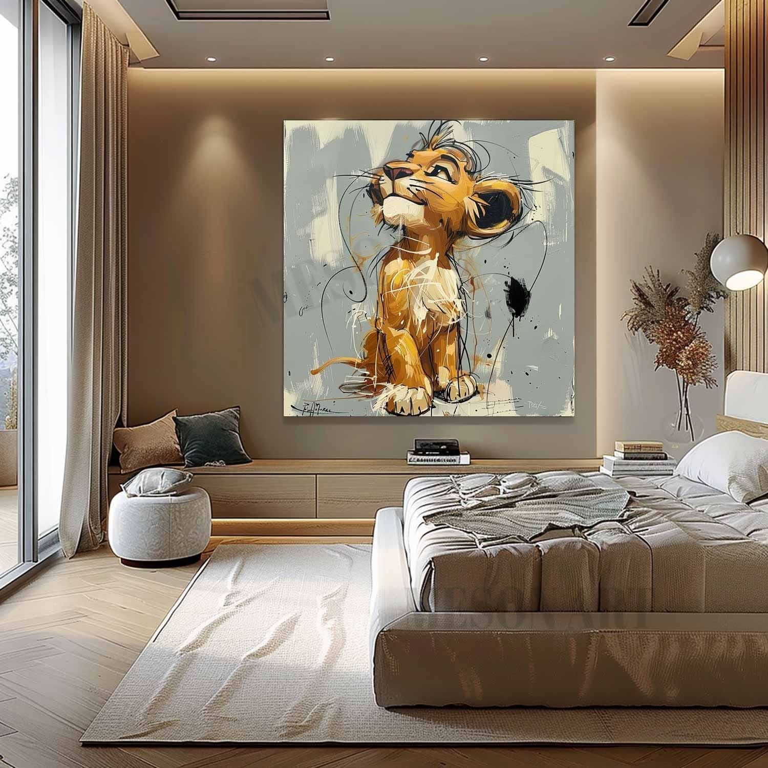 Simba the Lion Painting Simba Graffiti Canvas Wall Art Simba Pop Canvas Art for Sale