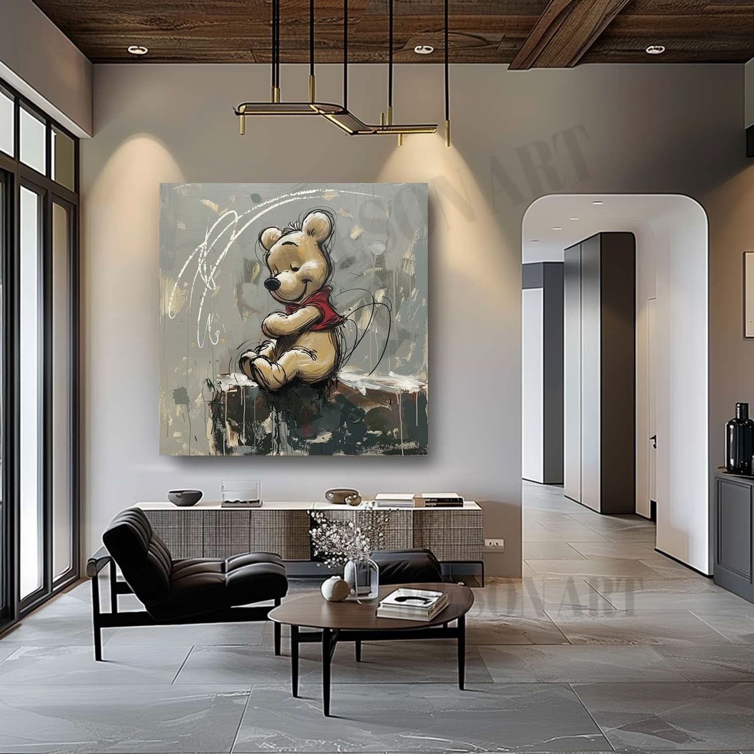 Winnie the Pooh Graffiti Street Art Graffiti Doodle Canvas Wall Art Winnie Graffiti Painting