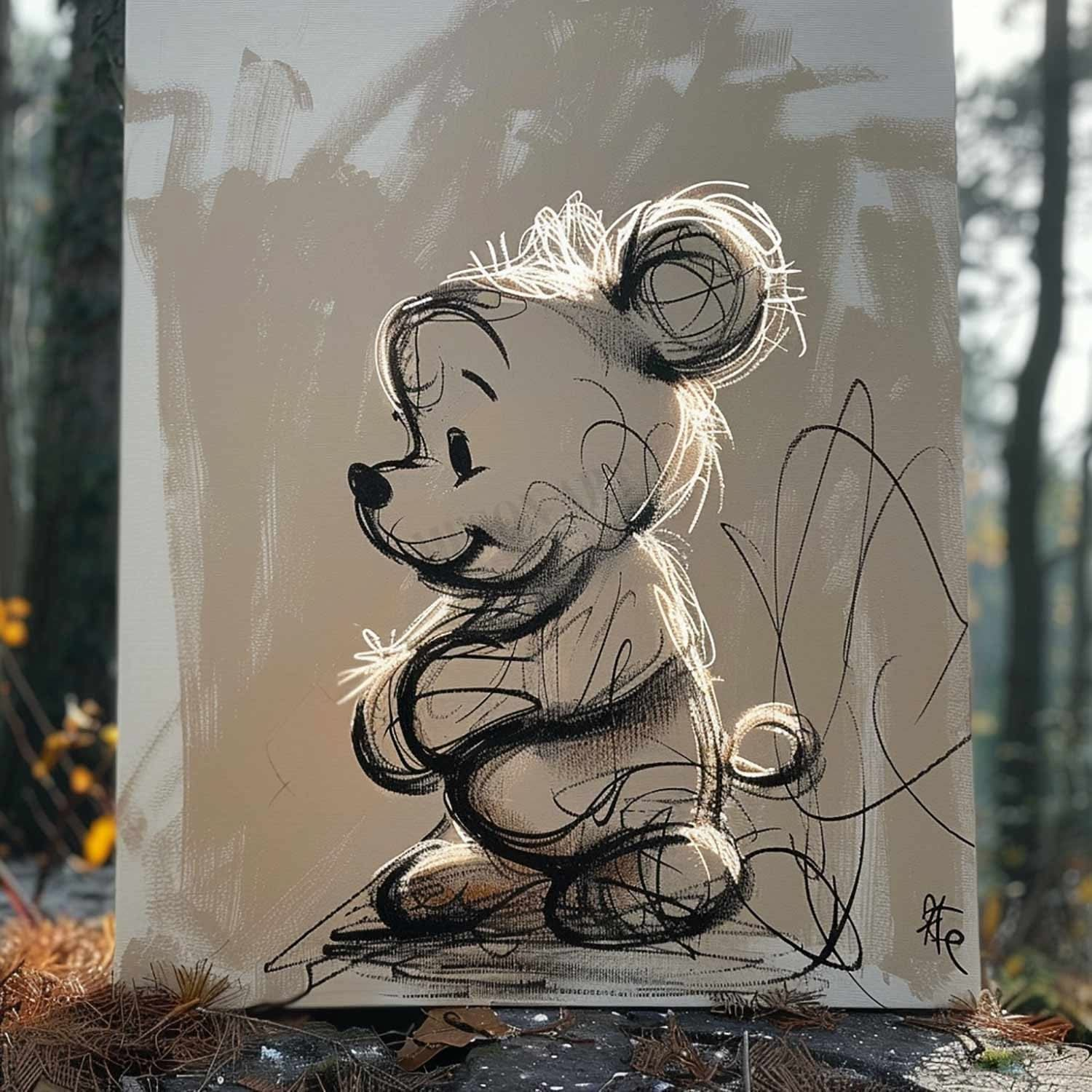 Winnie the Pooh Canvas Art for Sale Winnie the Pooh Graffiti Oil Painting Winnie Canvas Wall Art