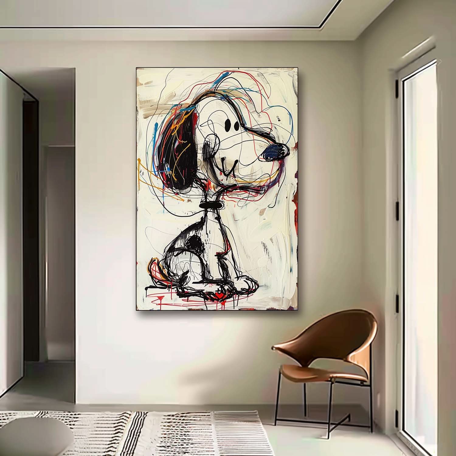 Snoopy Graffiti Art Children's Room Snoopy Canvas Wall Art for Sale Colorful Snoopy Graffiti Street Oil Painting