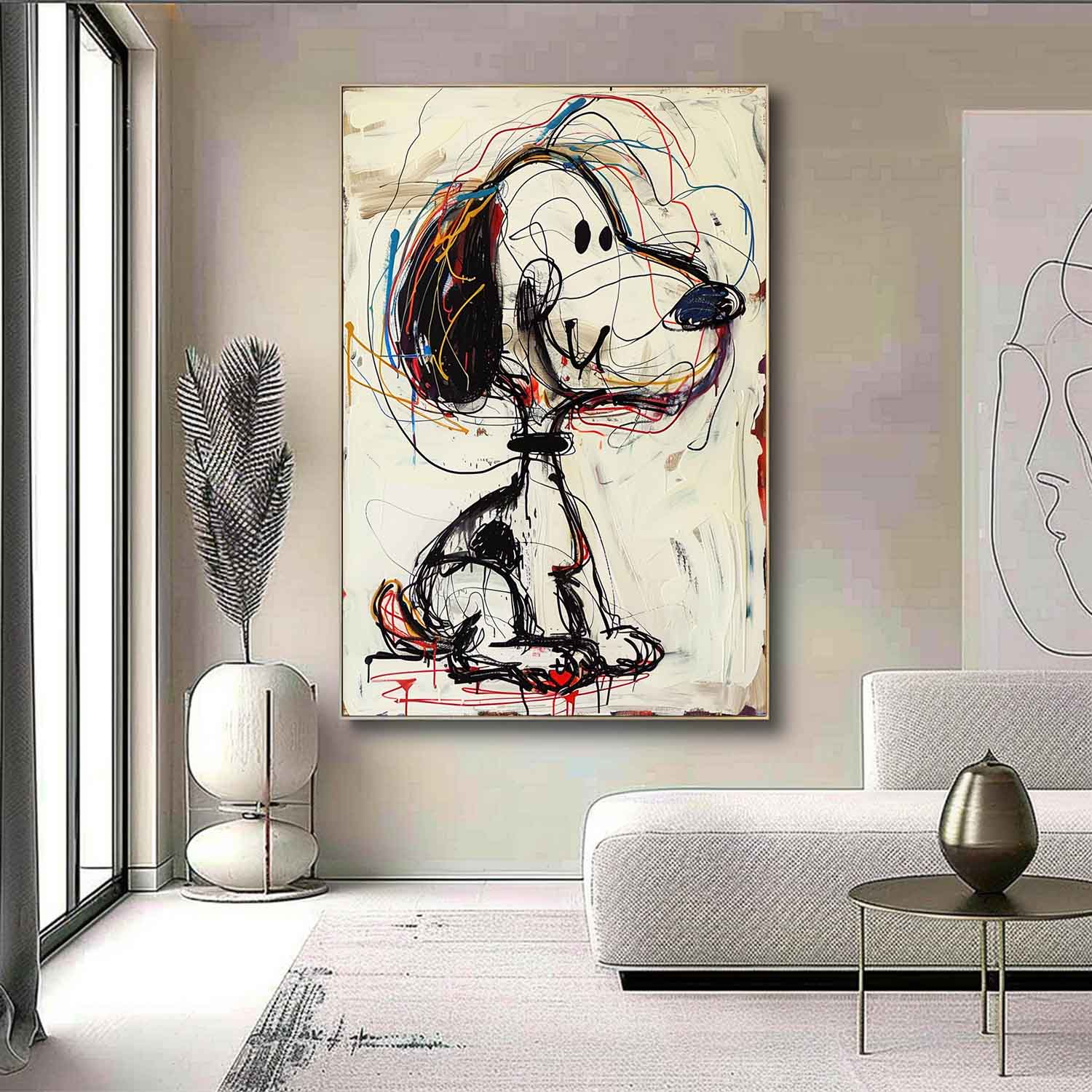 Snoopy Graffiti Art Children's Room Snoopy Canvas Wall Art for Sale Colorful Snoopy Graffiti Street Oil Painting