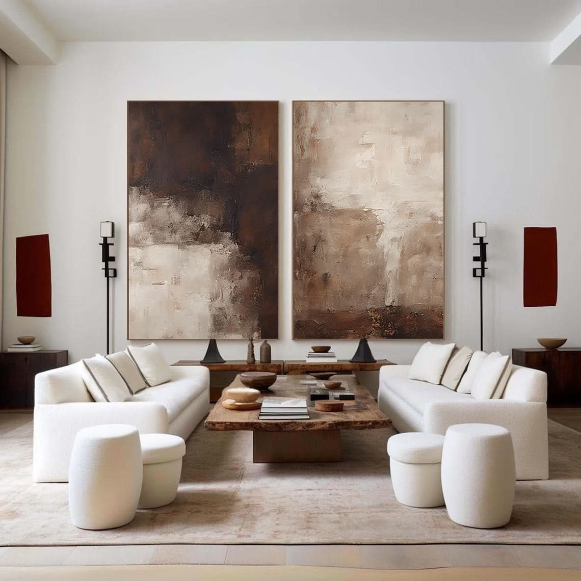 Beige & Brown Minimalist Painting Set Of 2 #BBS 003