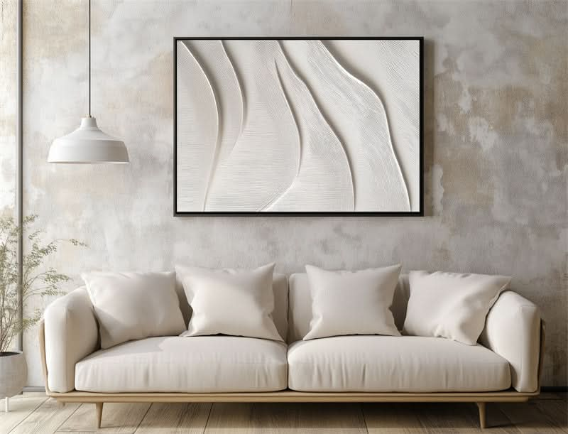 Textured White Wave Wall Art-241278