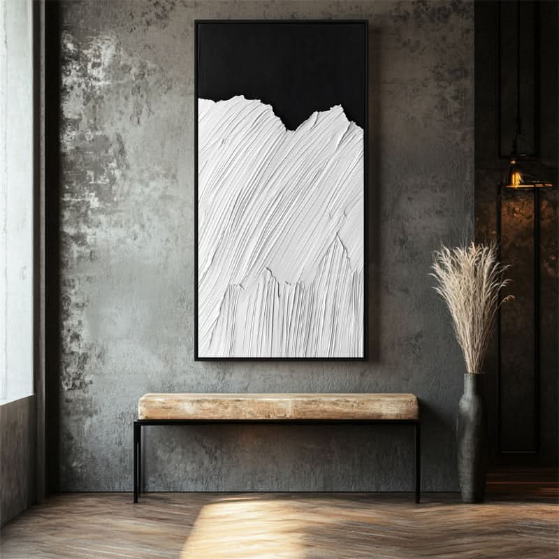 Vertical Black & White Wave Art-wp241398