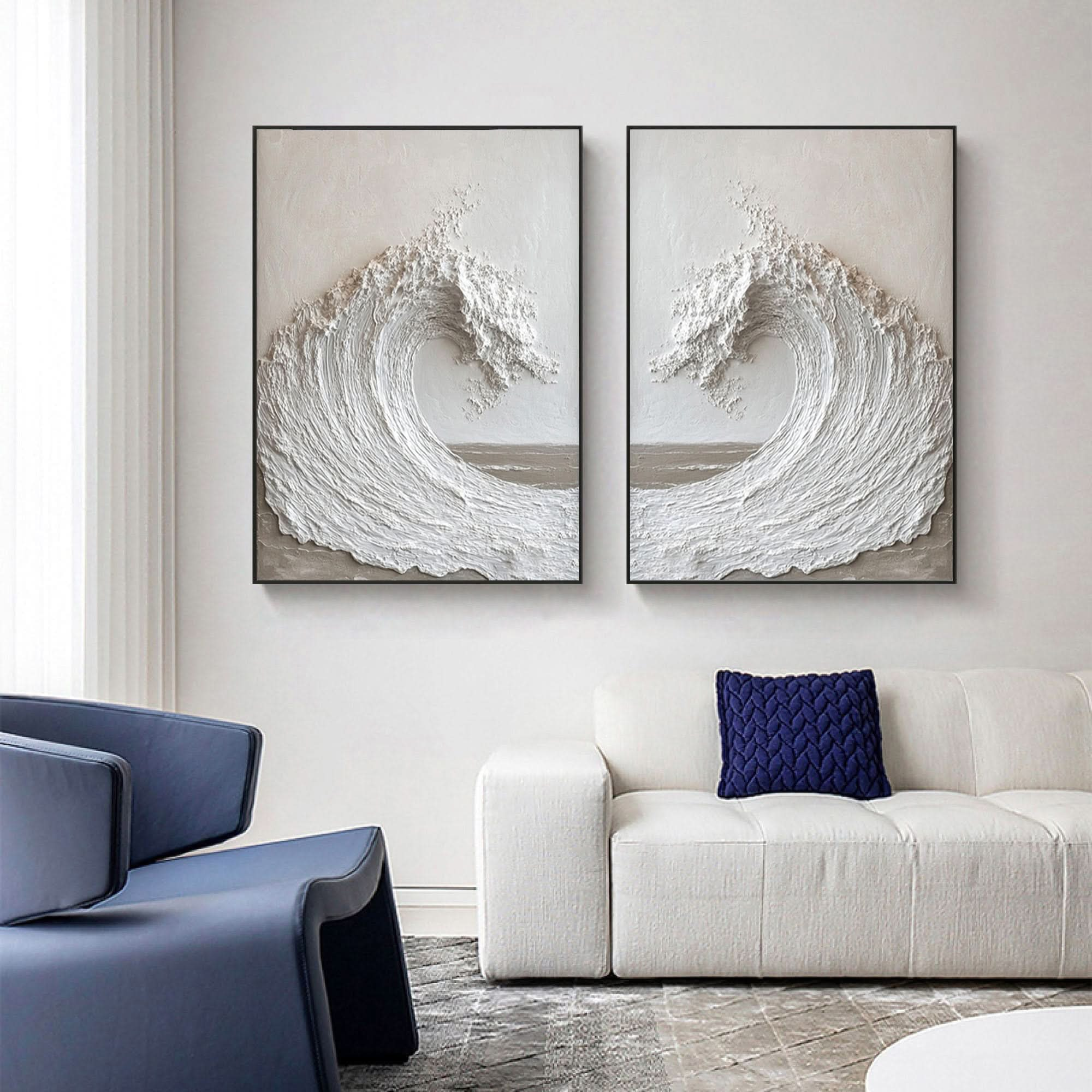 Abstract Ocean Wall Art - Textured Large Wall Art SET OF 2 #OS 082