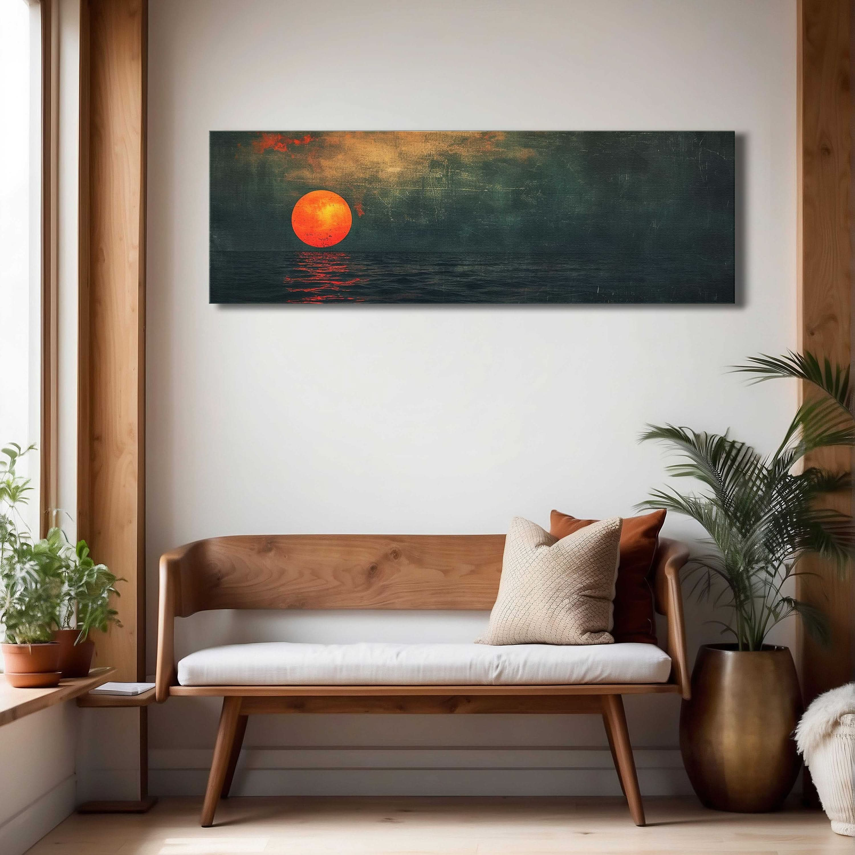 Mystic Sunset: Green Abstract Wall Art #BGA 006