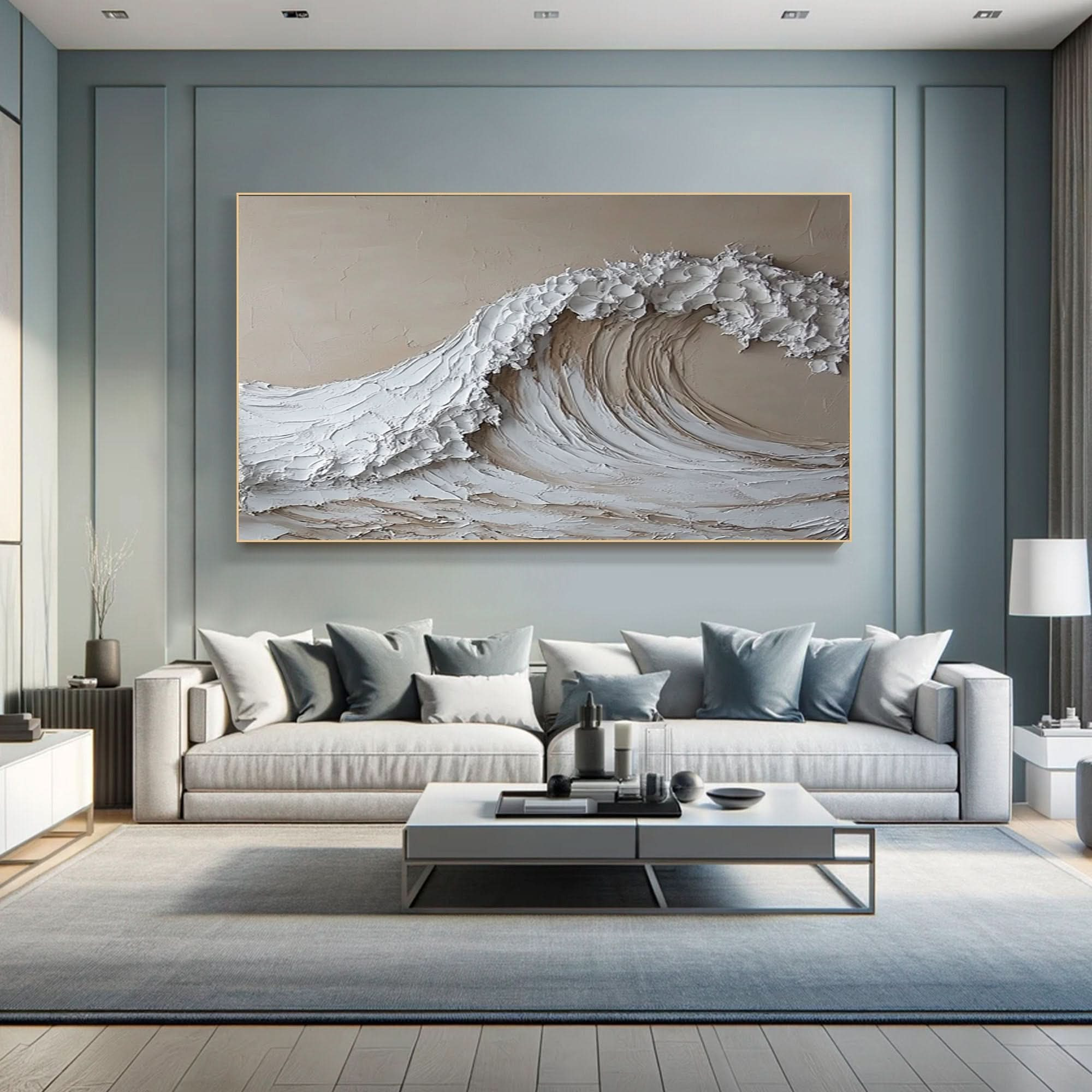 Textured Ocean Wave Art 3D Oil Painting for Modern Living Rooms #BBM 027