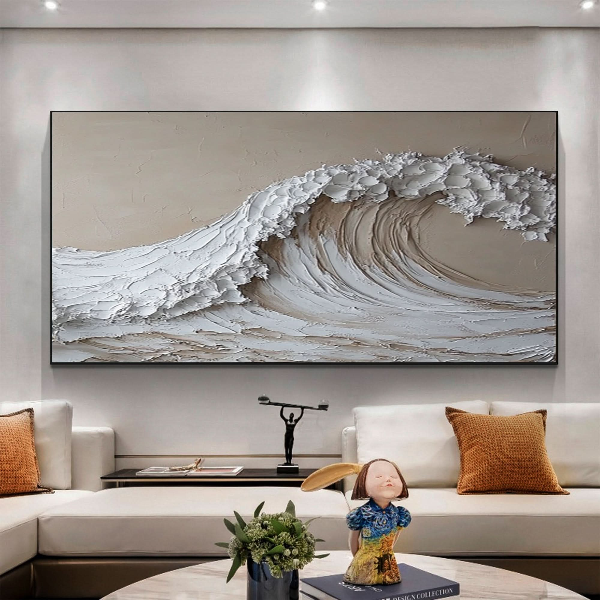 Textured Ocean Wave Art 3D Oil Painting for Modern Living Rooms #BBM 027