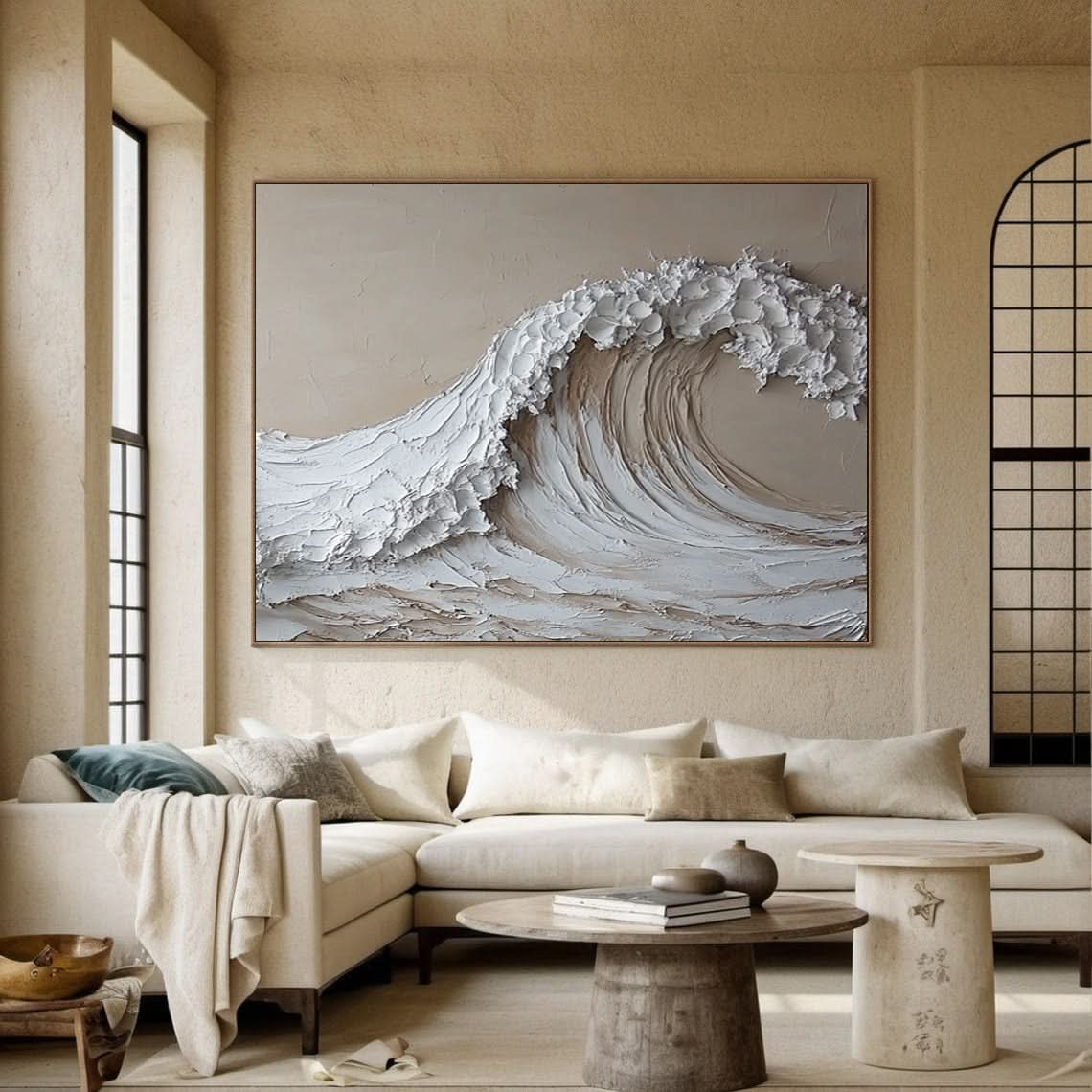 Textured Ocean Wave Art 3D Oil Painting for Modern Living Rooms #BBM 027