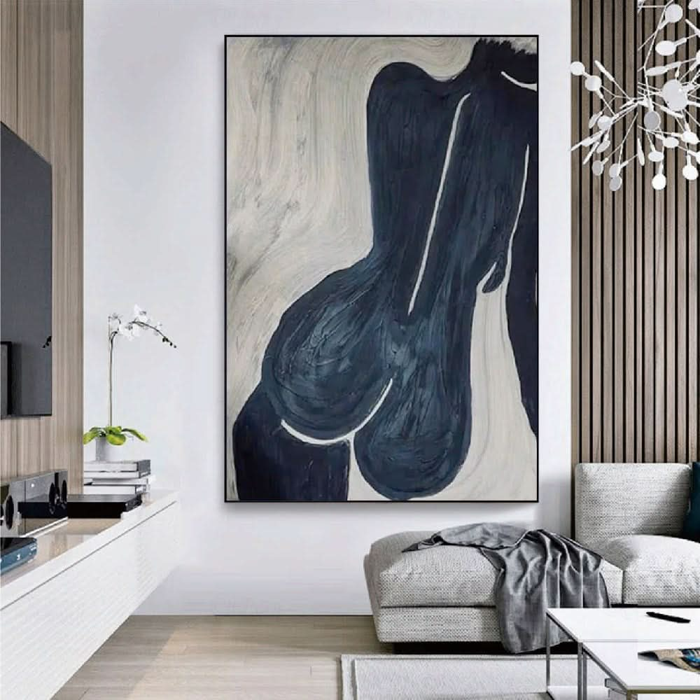 Large Abstract Nude Figure Canvas Art - Modern Minimalist Painting