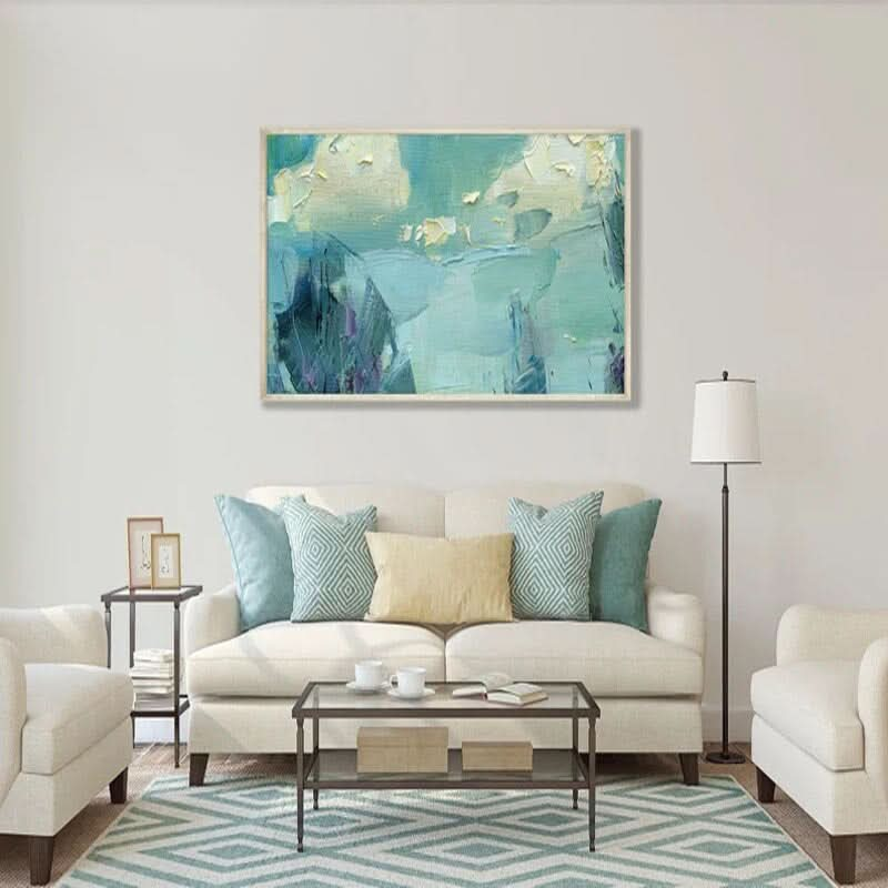 Turquoise Aquarelle – Horizontal Abstract Canvas