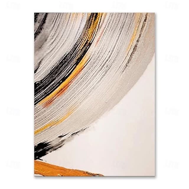 Golden Arc: Abstract Brushstroke Canvas Art