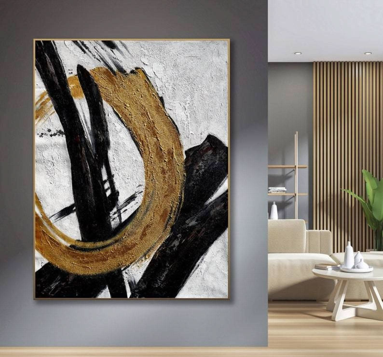 Golden Circle Abstract Canvas Art