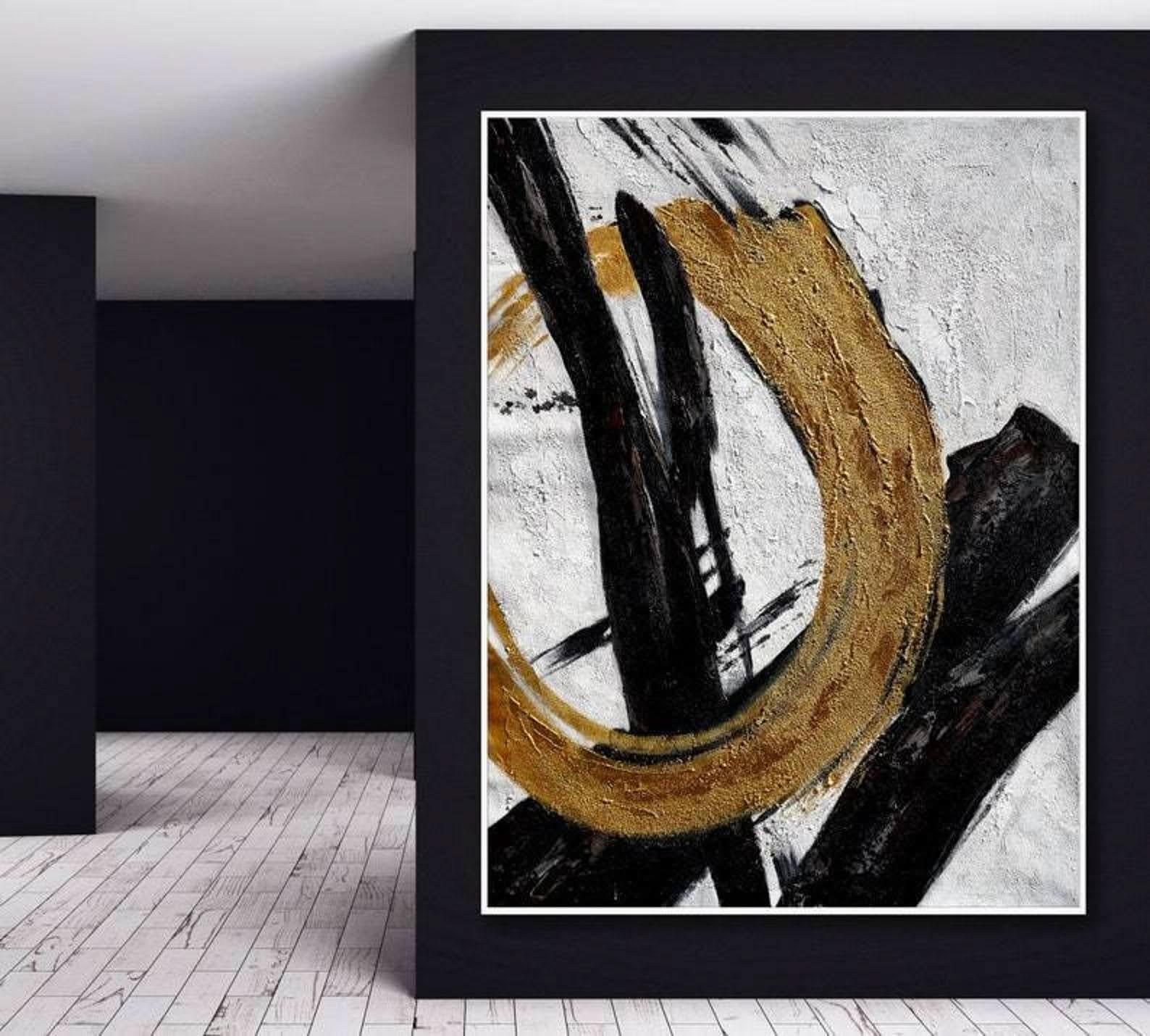 Golden Circle Abstract Canvas Art