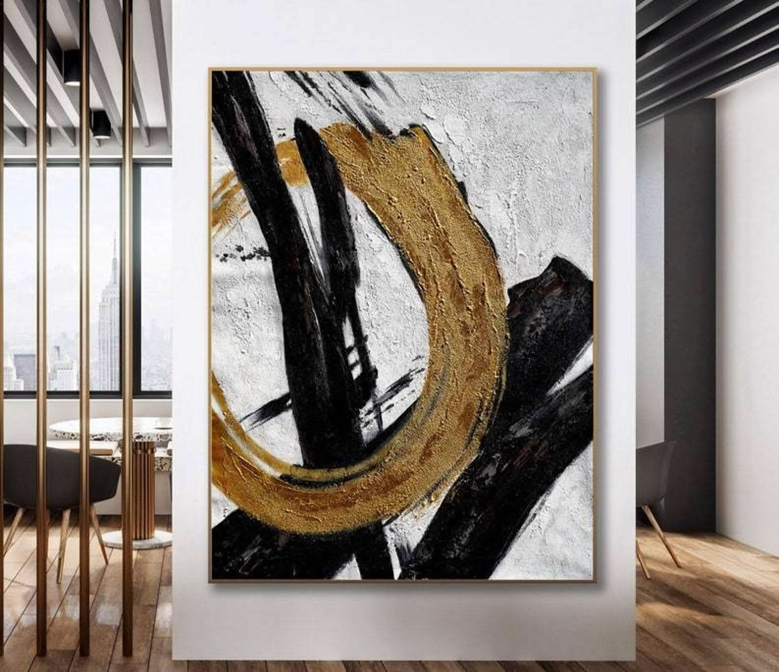 Golden Circle Abstract Canvas Art